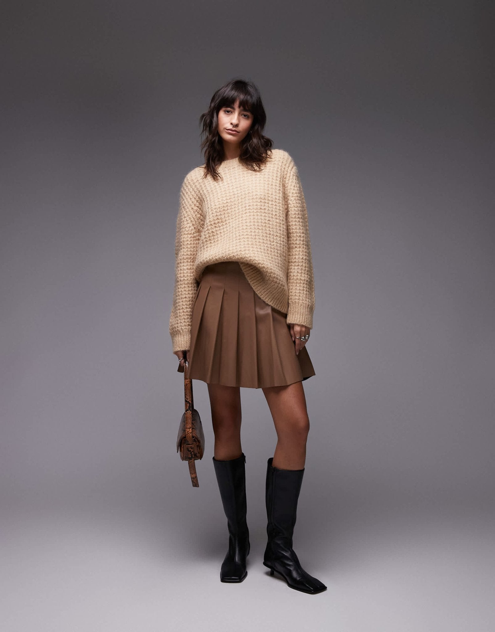 ARKET waffle rib knit oversized sweater in beige - ASOS Sample Sale