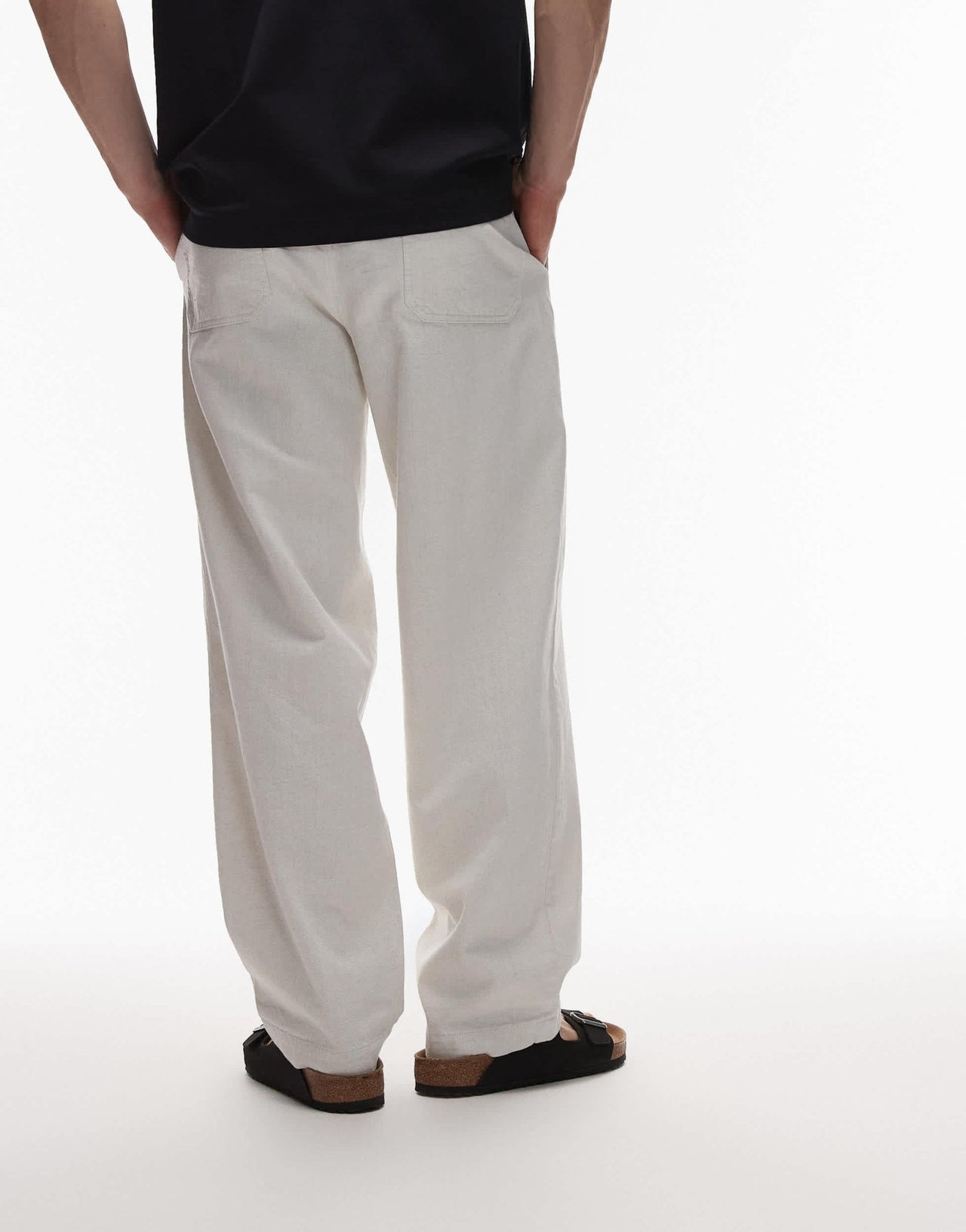 ARKET wide fit drawstring workwear trousers in beige - ASOS Sample Sale