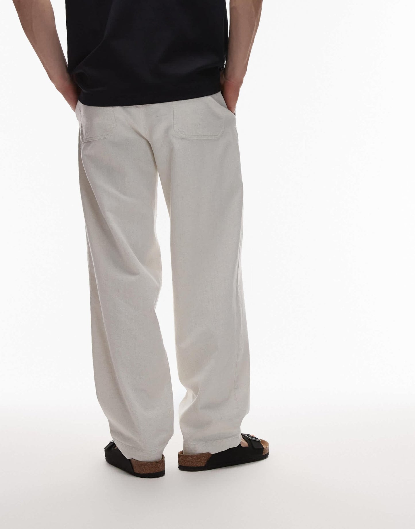 ARKET wide fit drawstring workwear trousers in beige - ASOS Sample Sale