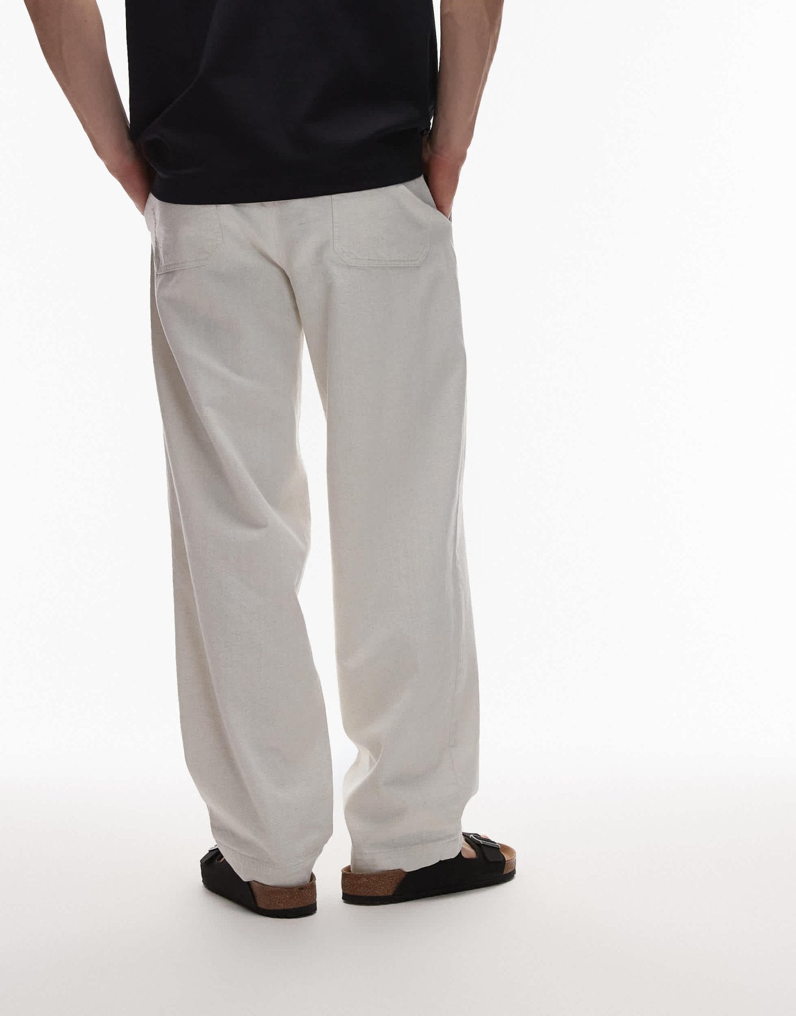ARKET wide fit drawstring workwear trousers in beige - ASOS Sample Sale