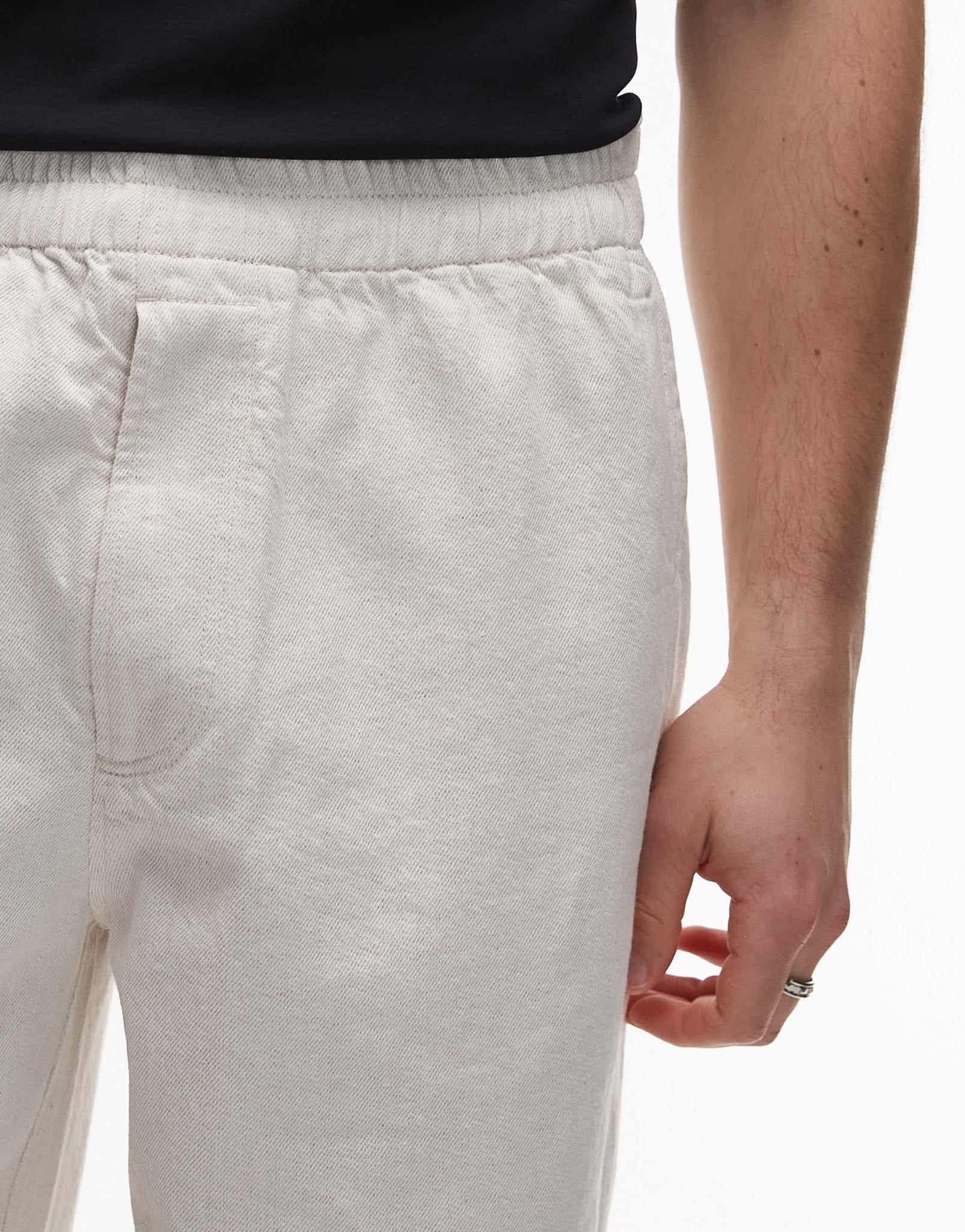 ARKET wide fit drawstring workwear trousers in beige - ASOS Sample Sale