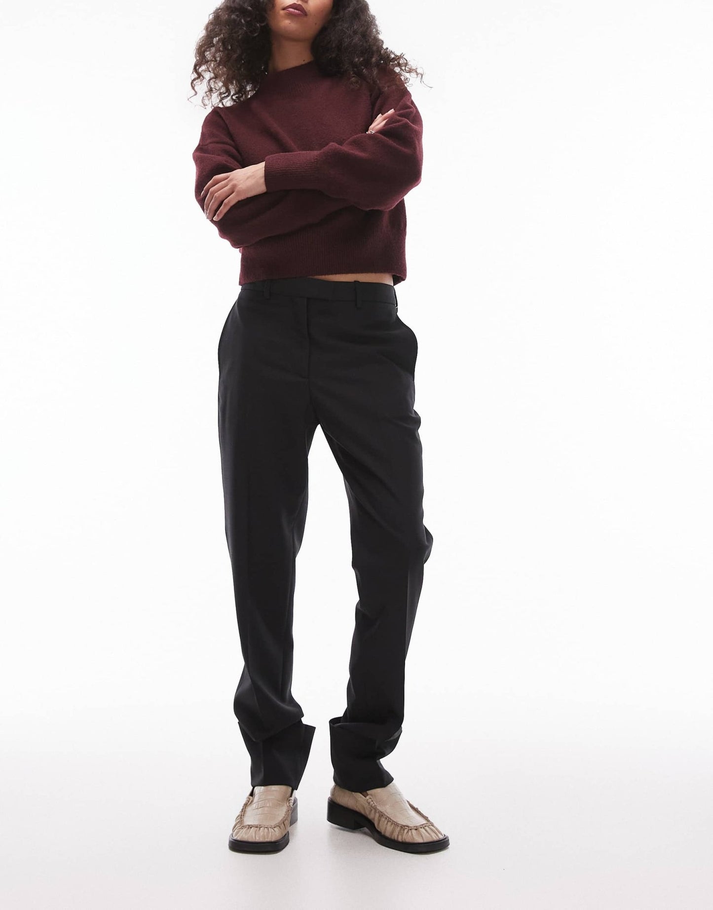 ARKET wool blend trousers with zip hem detail in black - ASOS Sample Sale