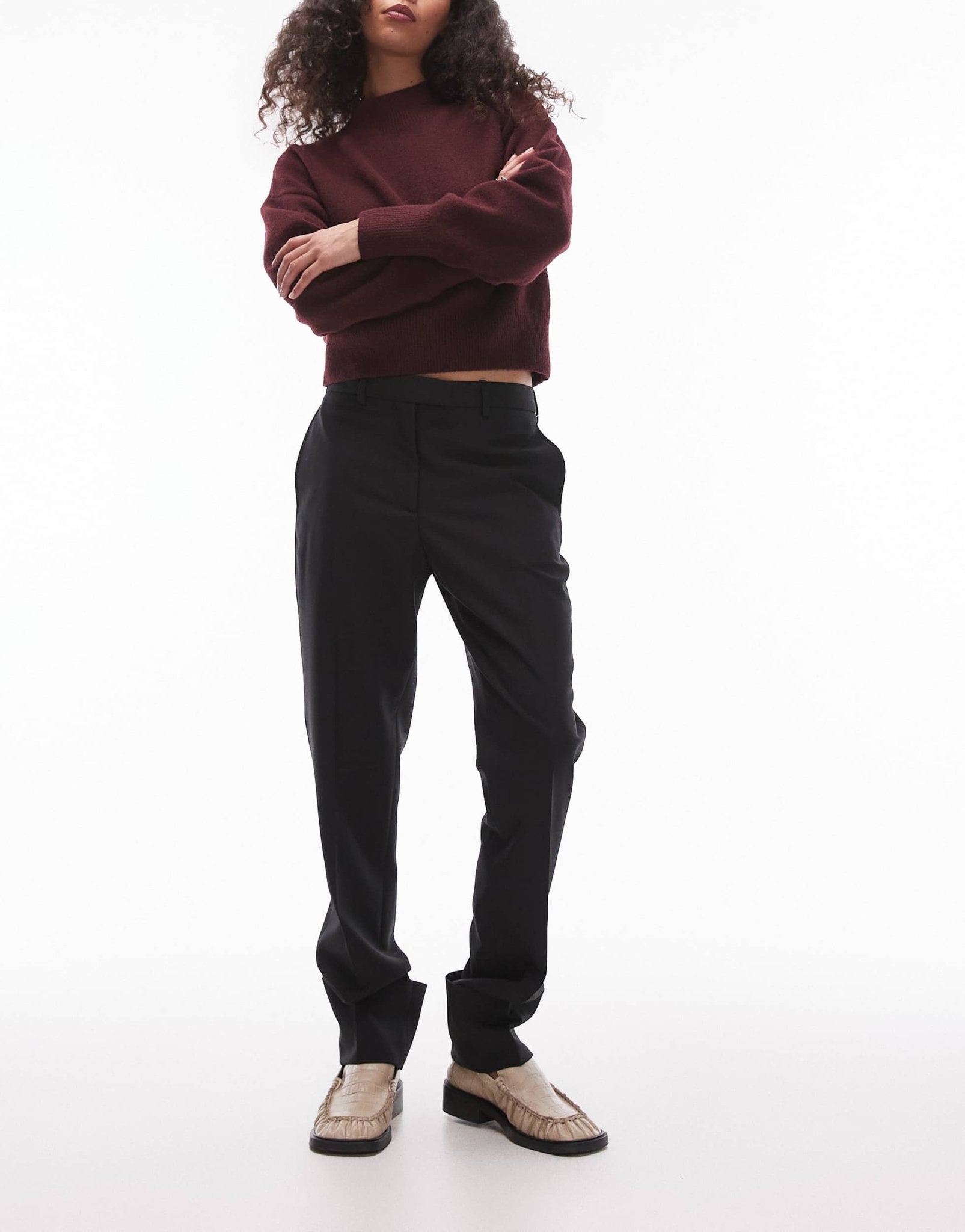 ARKET wool blend trousers with zip hem detail in black - ASOS Sample Sale