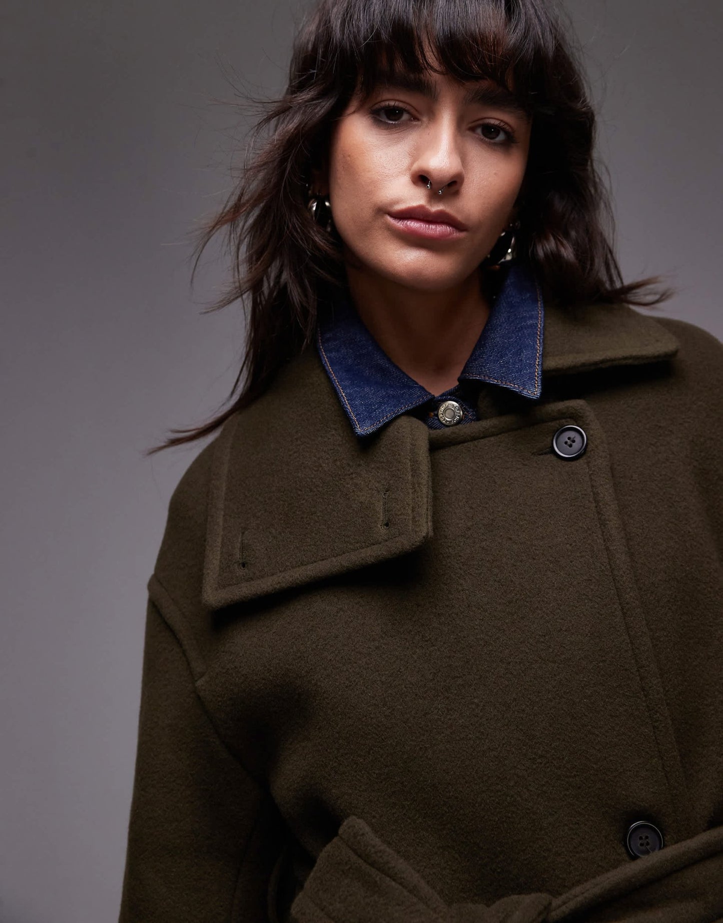ARKET wool maxi belted trench coat with side splits in Khaki - ASOS Sample Sale
