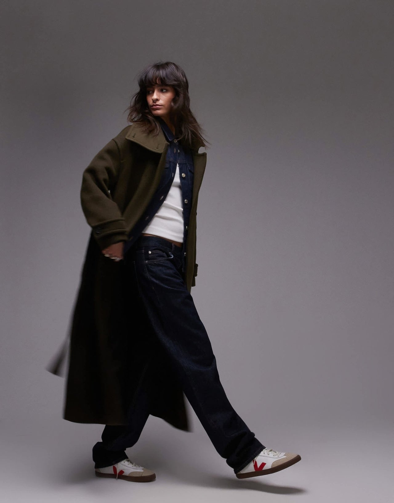 ARKET wool maxi belted trench coat with side splits in Khaki - ASOS Sample Sale