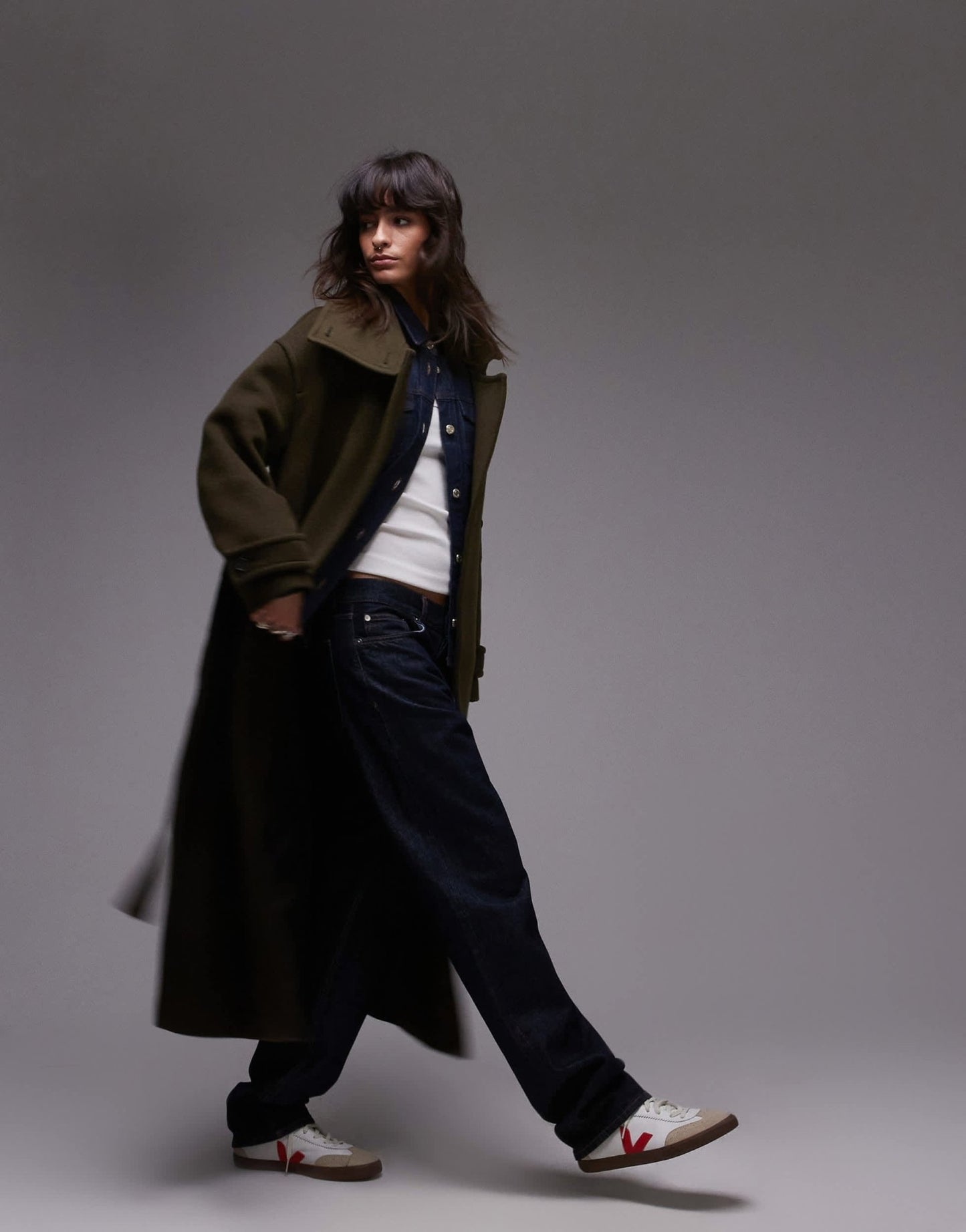 ARKET wool maxi belted trench coat with side splits in Khaki - ASOS Sample Sale