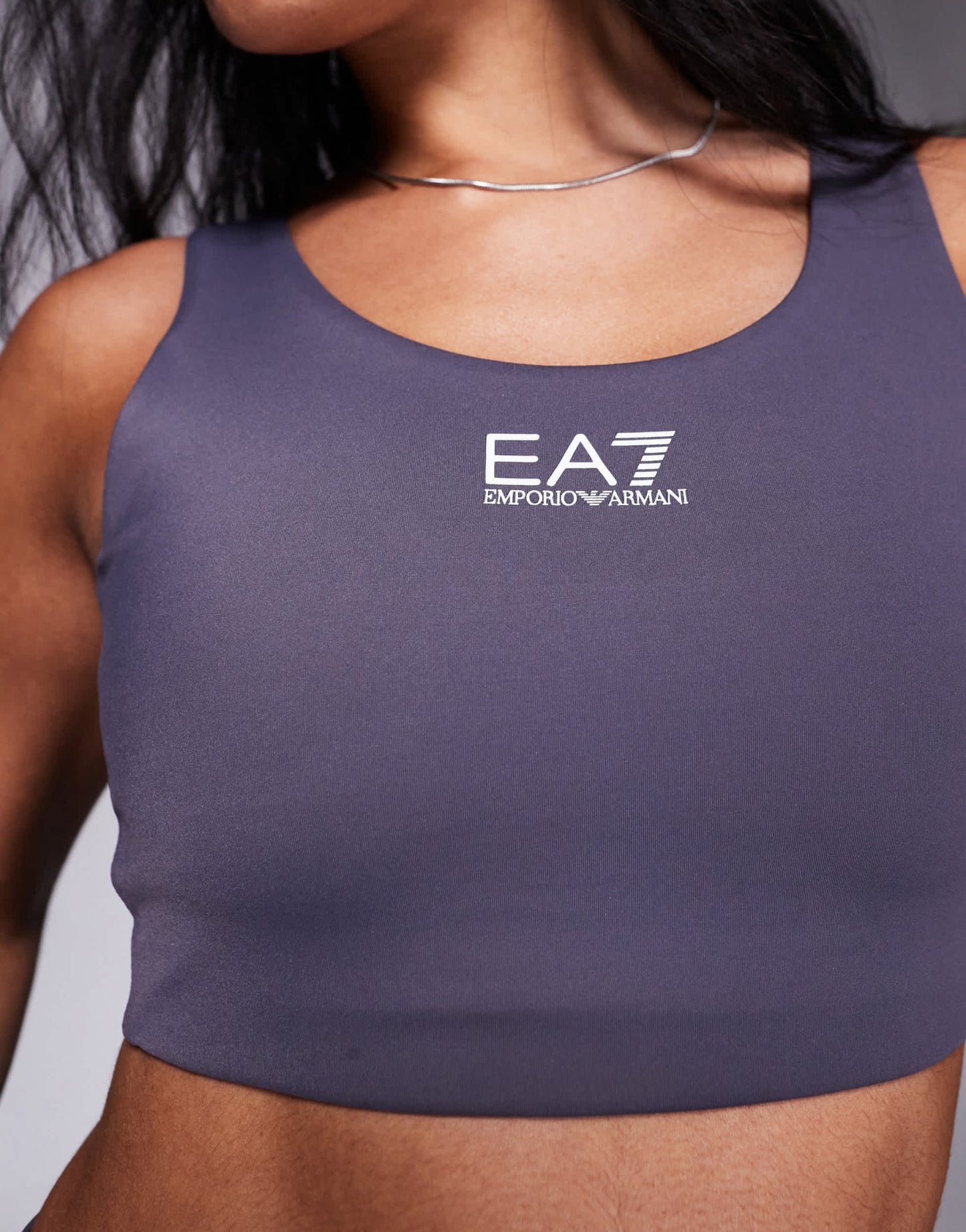 Armani EA7 central logo sports bra co - ord in dark grey - ASOS Sample Sale