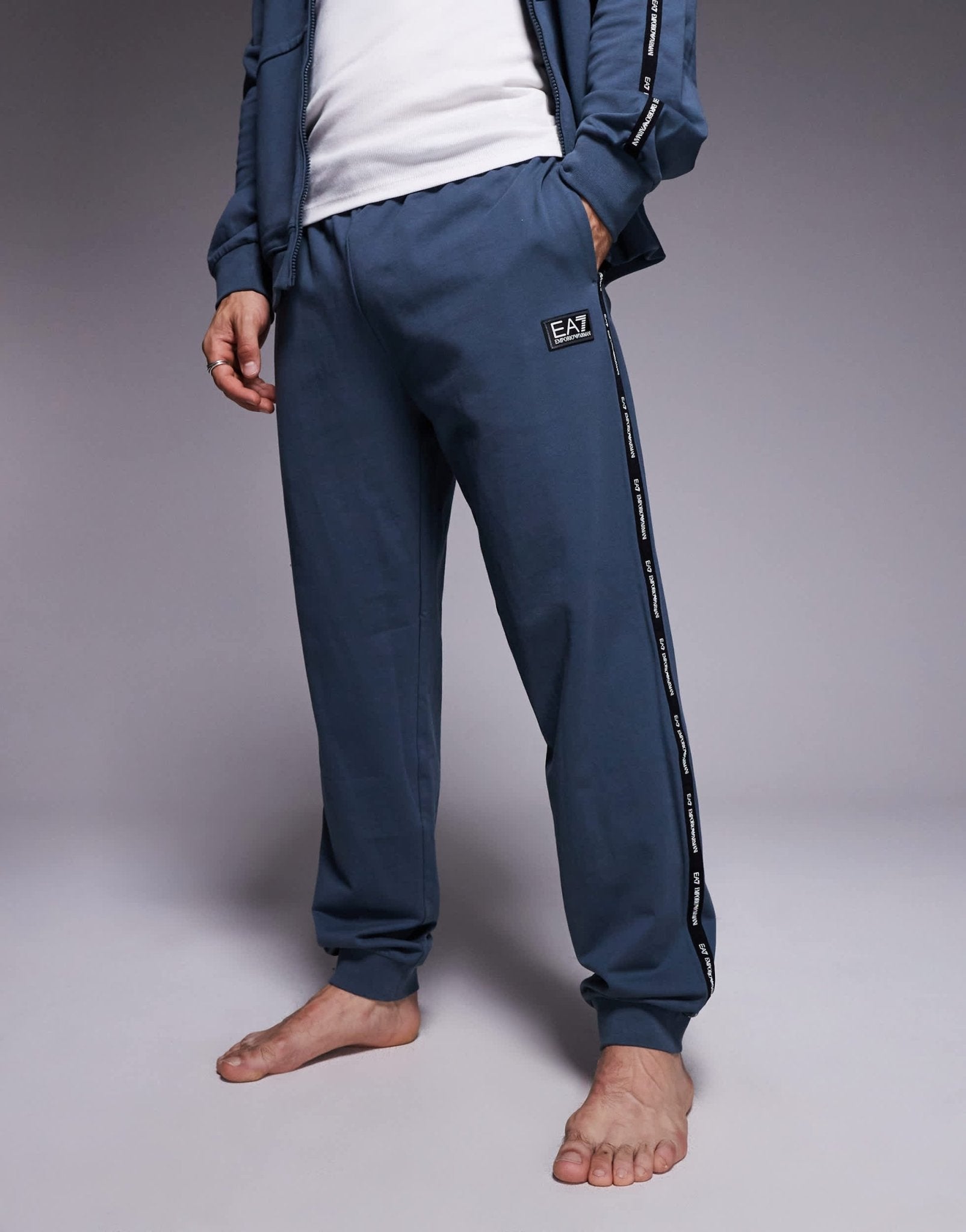 Armani EA7 cuffed joggers co - ord with logo tape detail in dark grey - ASOS Sample Sale