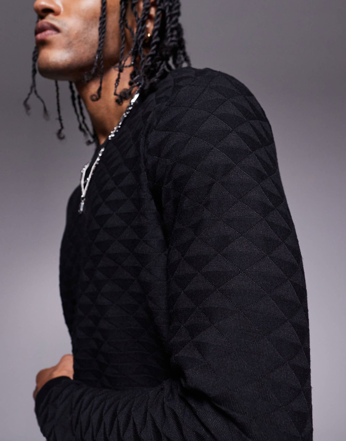 Armani Exchange crew neck textured logo jumper in black - ASOS Sample Sale