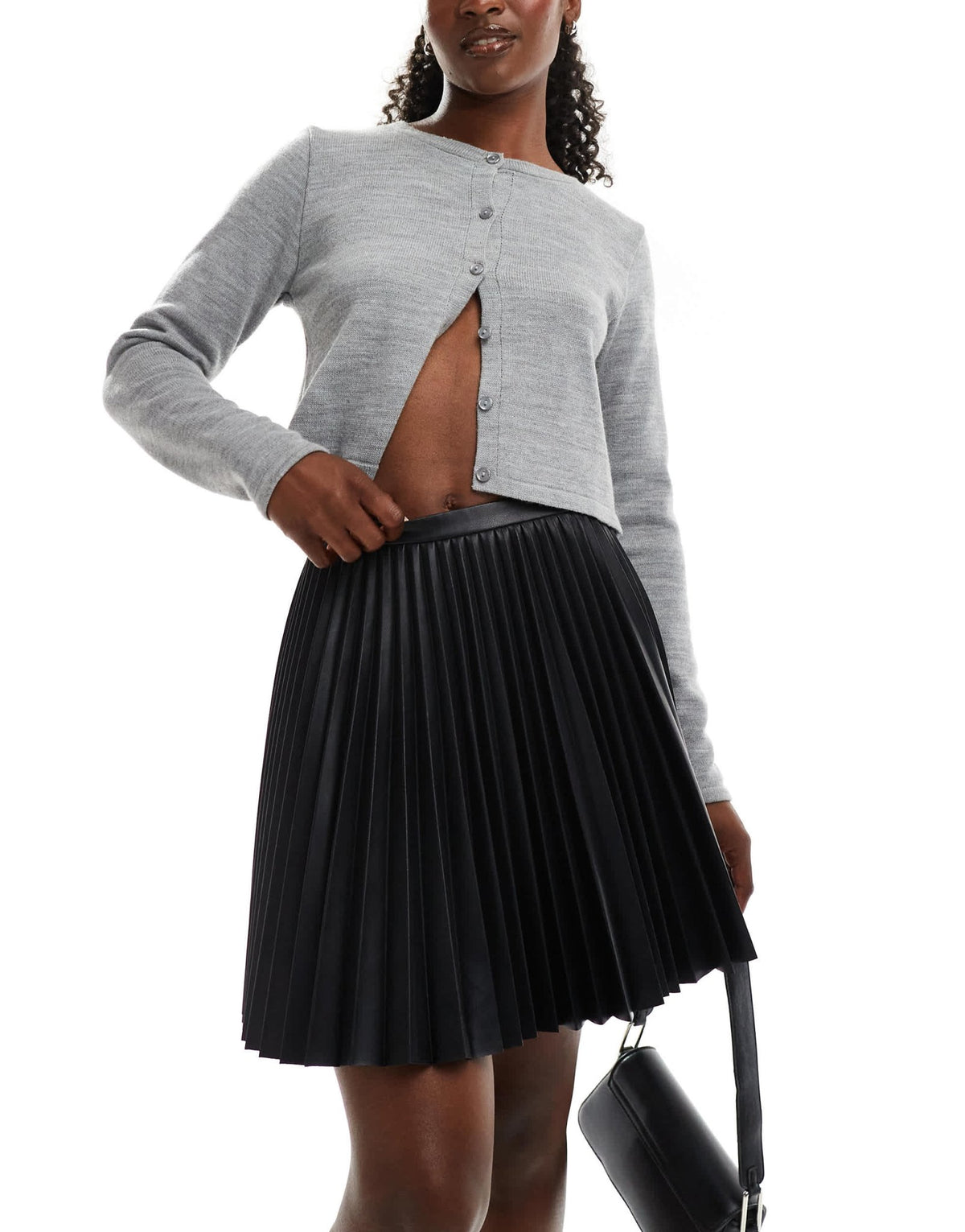 Armani exchange faux leather pleated skirt in black - ASOS Sample Sale
