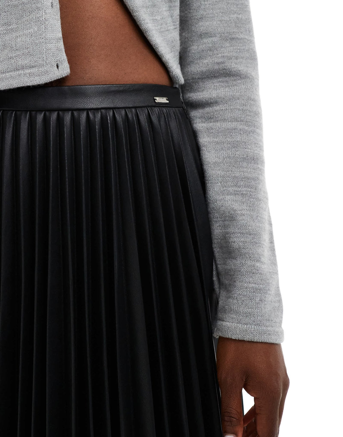Armani exchange faux leather pleated skirt in black - ASOS Sample Sale