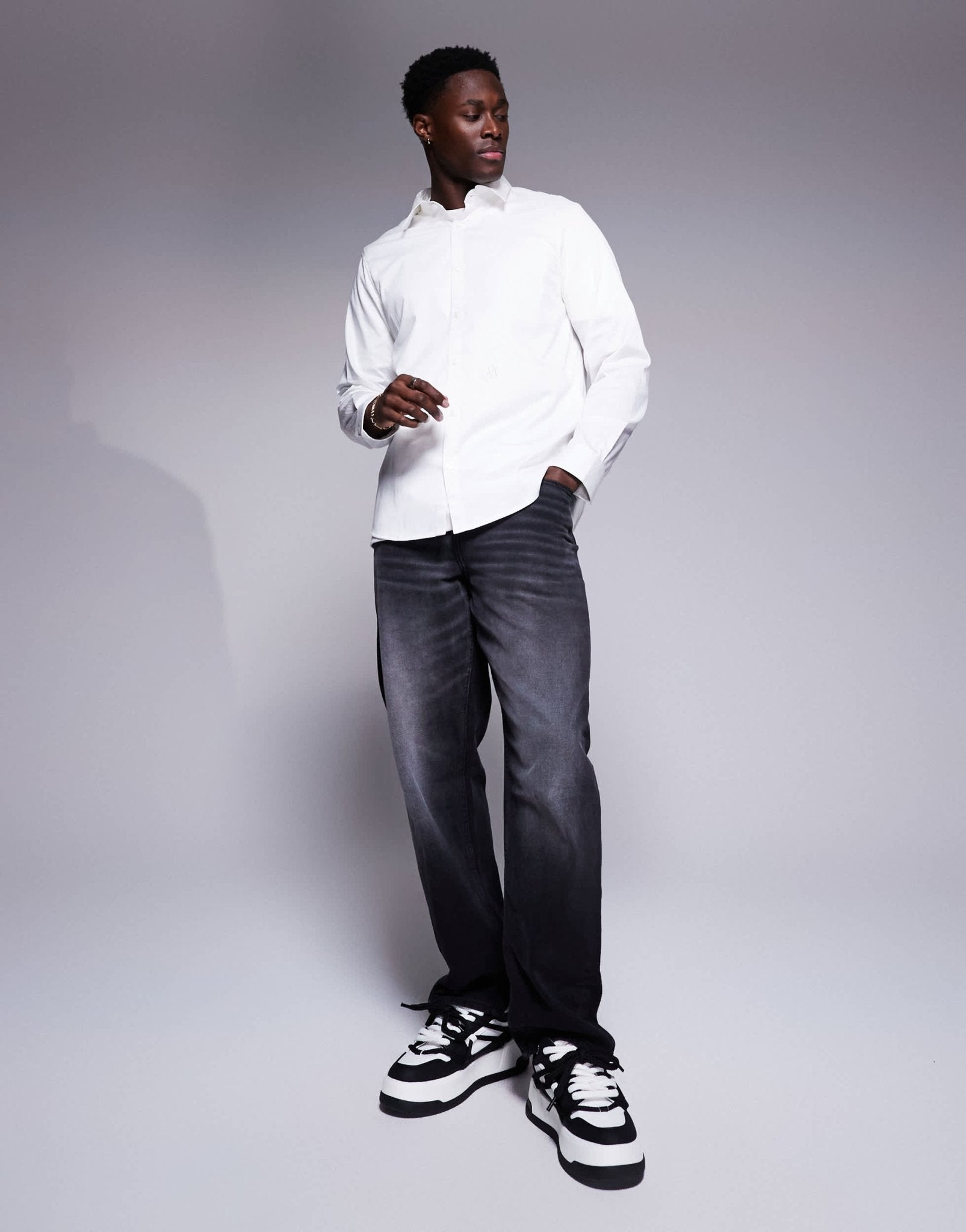 Armani Exchange oxford shirt with logo in white - ASOS Sample Sale
