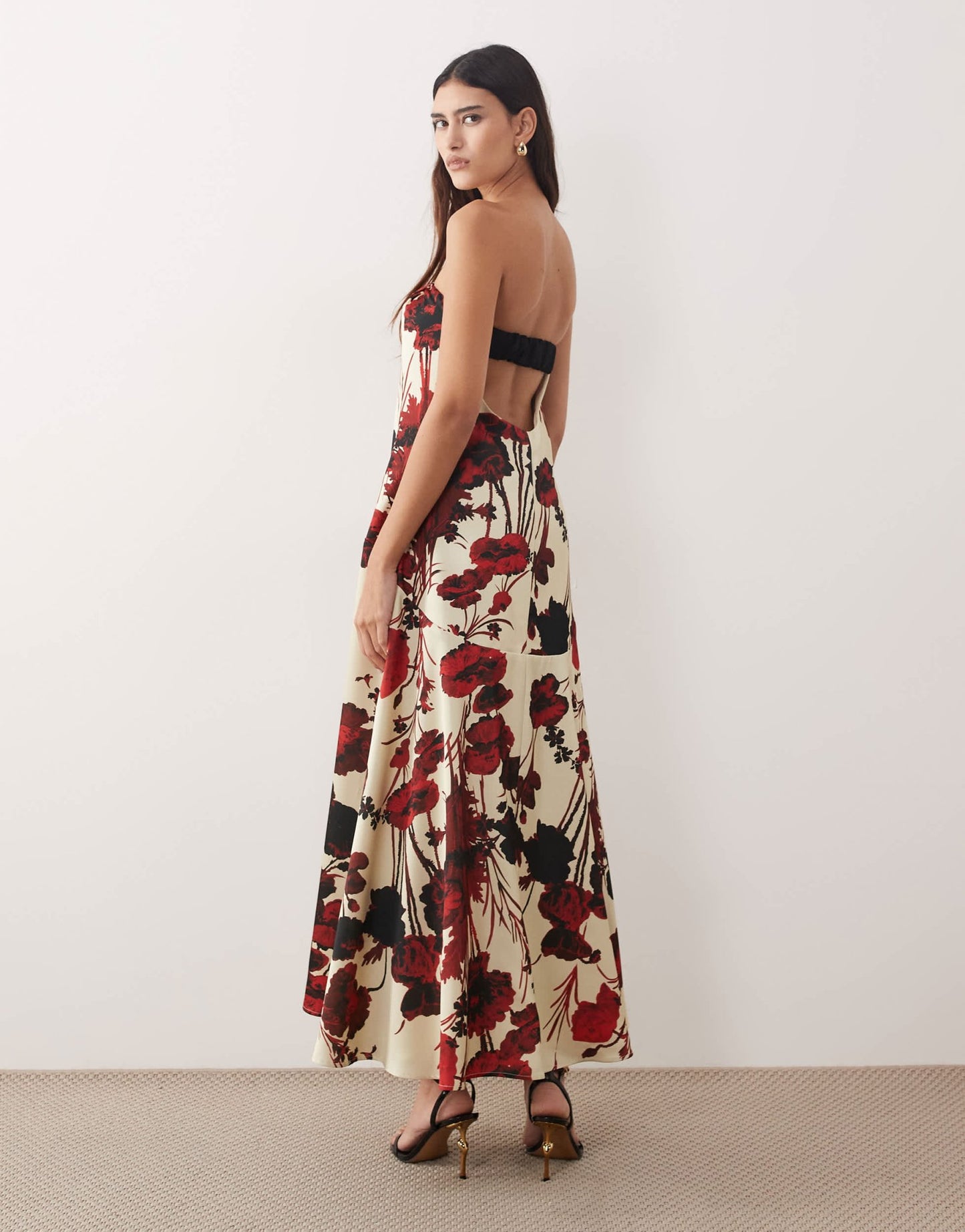 ARRANGE bandeau satin trapeze maxi dress in rose floral print - ASOS Sample Sale