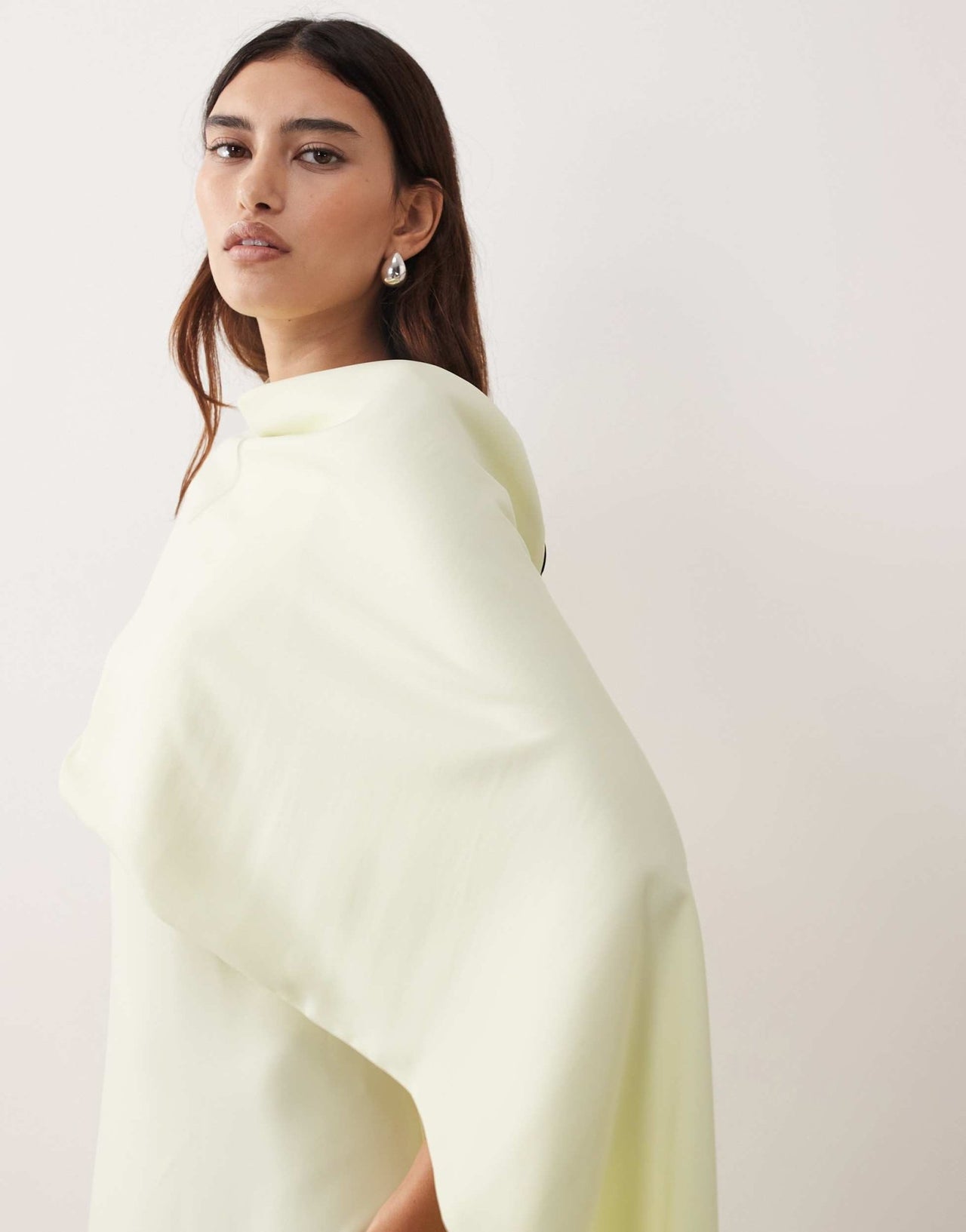 ARRANGE cape overlay column maxi dress in light lemon - ASOS Sample Sale