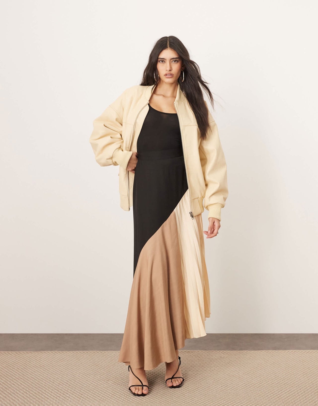 ARRANGE colourblock pleat detail midi skirt in multi - ASOS Sample Sale