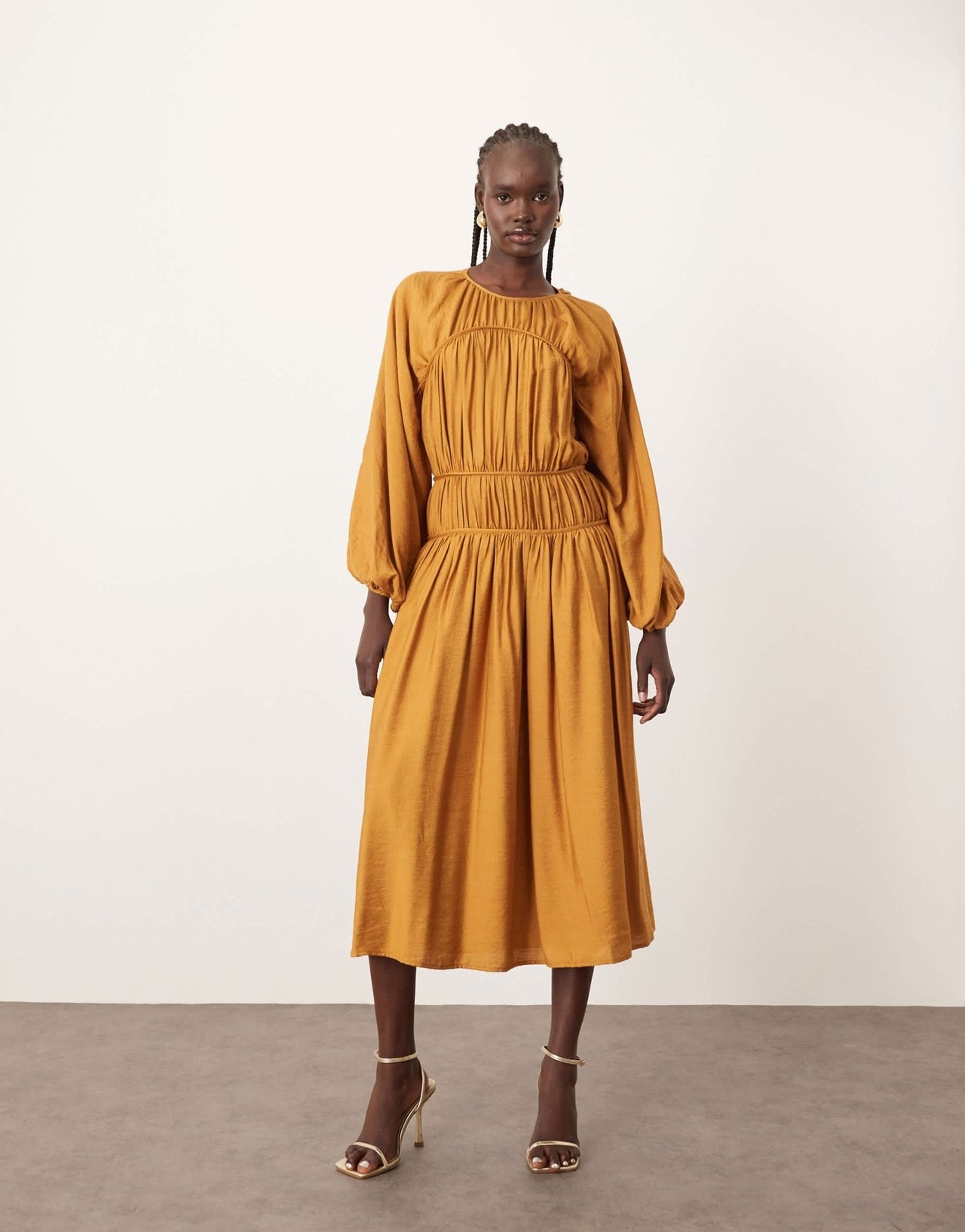 ARRANGE cotton smock midi dress in rust - ASOS Sample Sale