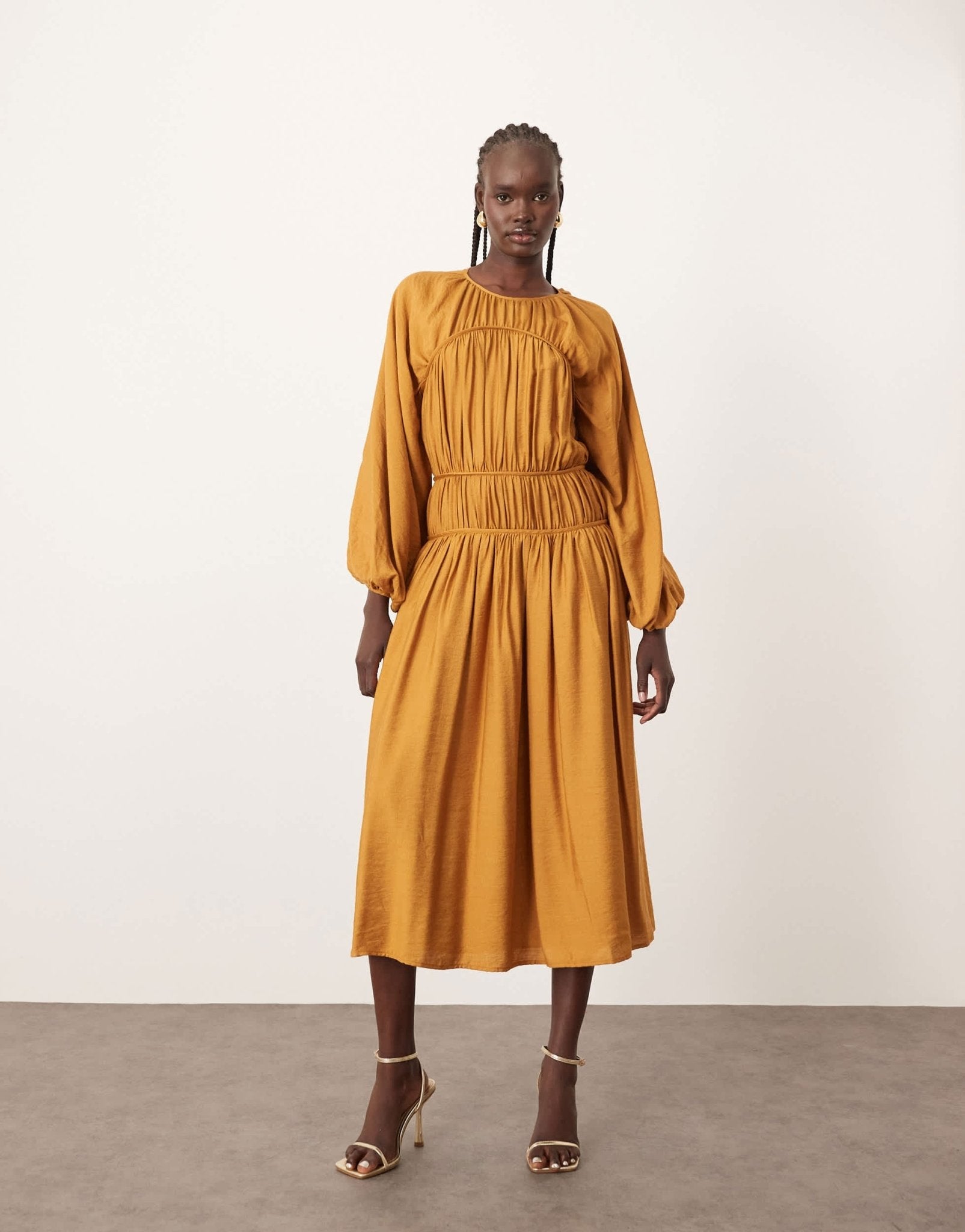 ARRANGE cotton smock midi dress in rust - ASOS Sample Sale