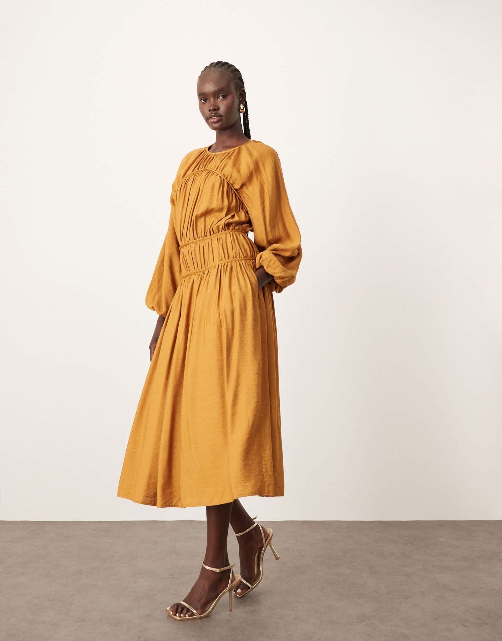ARRANGE cotton smock midi dress in rust - ASOS Sample Sale