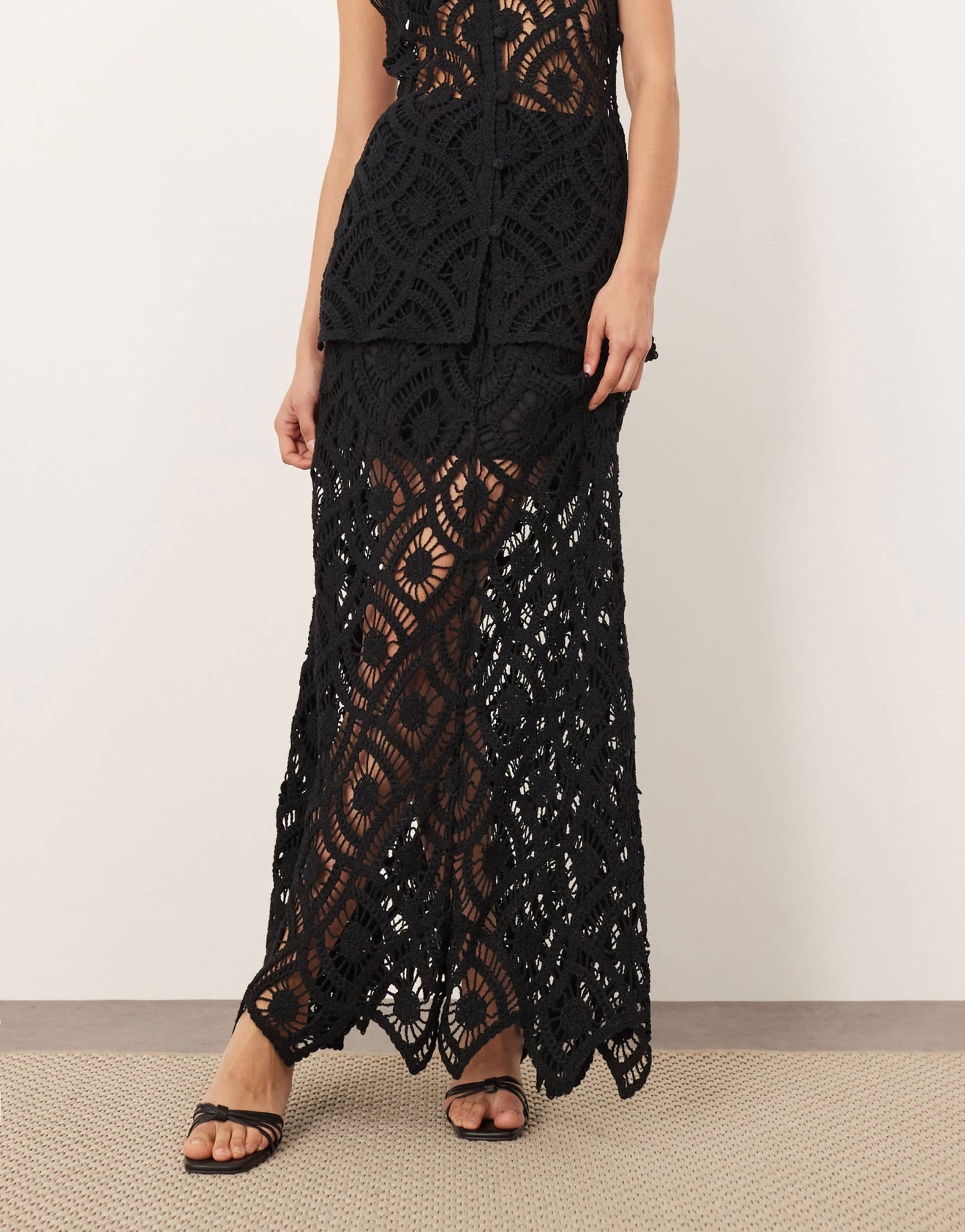 ARRANGE crochet a-line maxi skirt co ord in black - ASOS Sample Sale