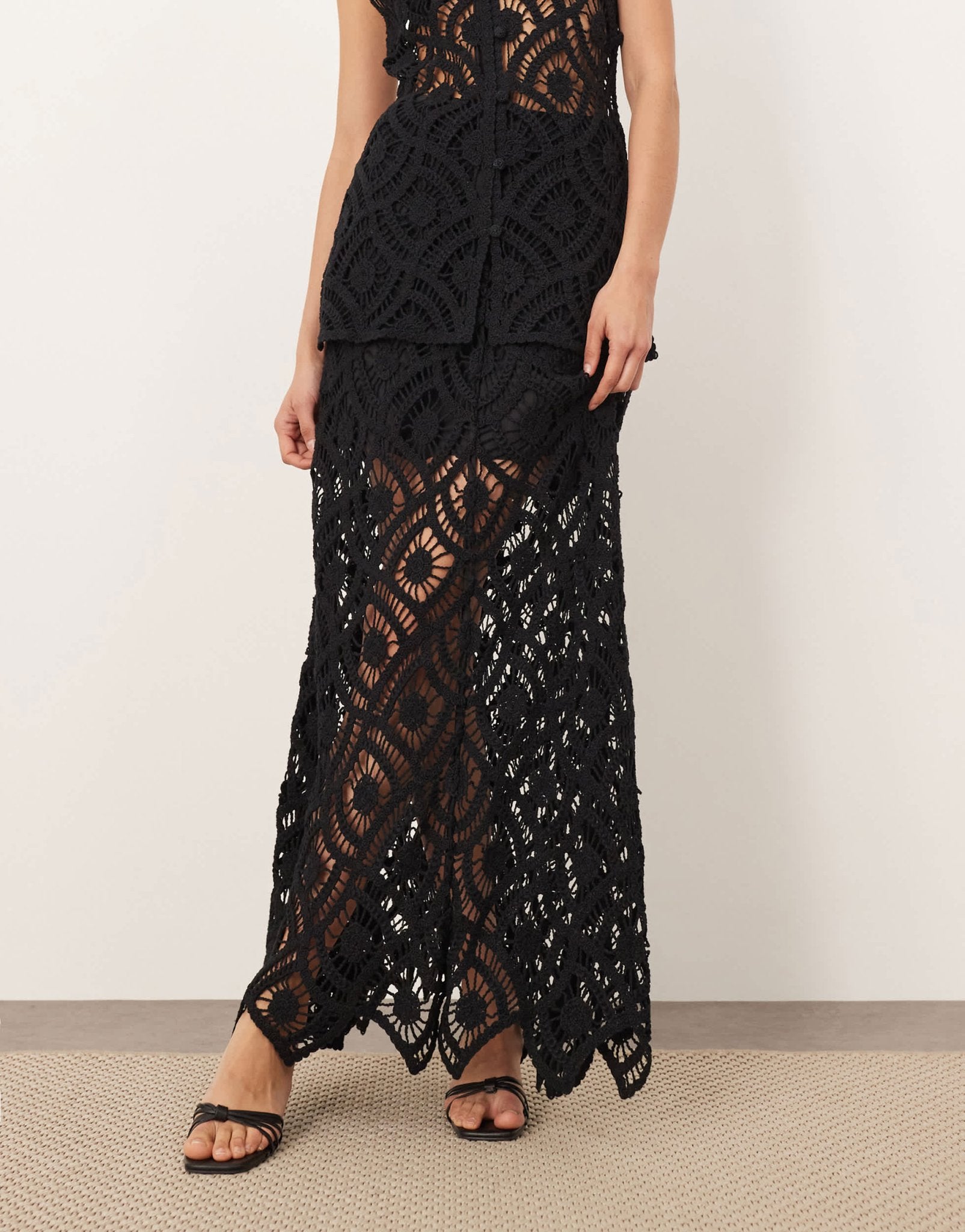 ARRANGE crochet a-line maxi skirt co ord in black - ASOS Sample Sale