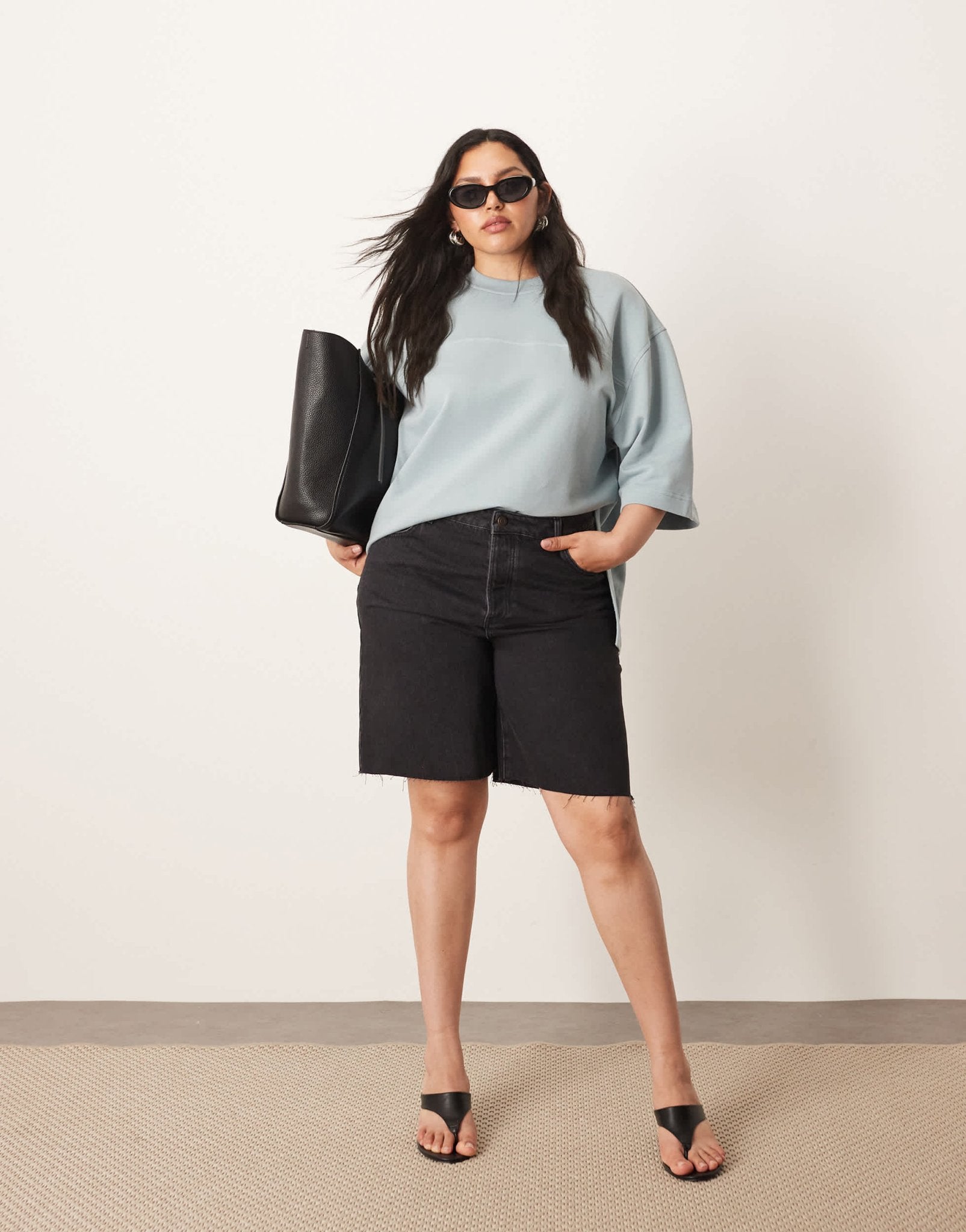ARRANGE Curve Wilson denim slouchy short in washed black - ASOS Sample Sale