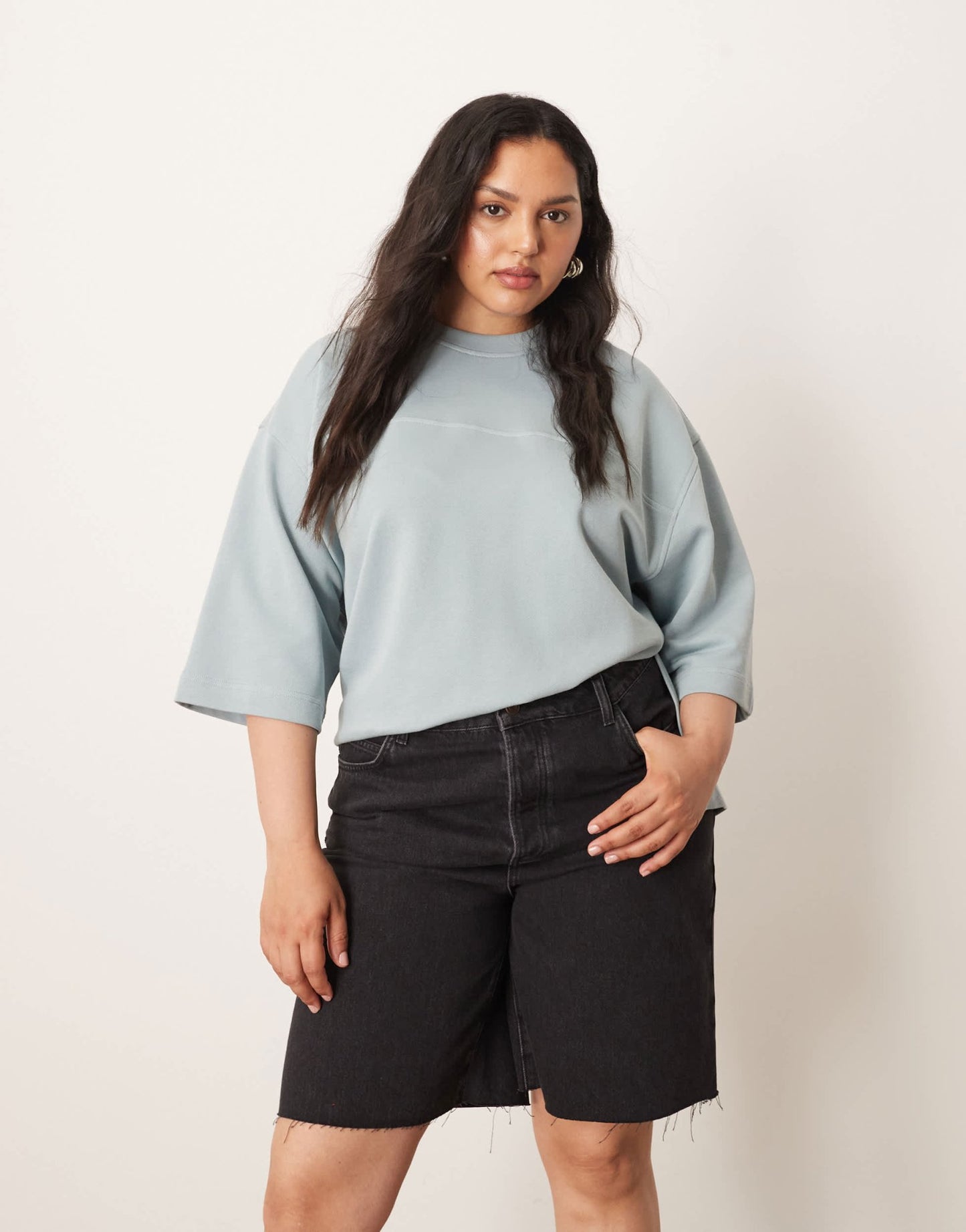 ARRANGE Curve Wilson denim slouchy short in washed black - ASOS Sample Sale