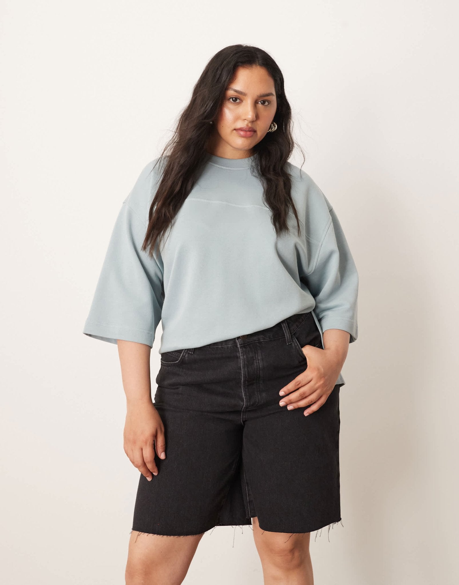 ARRANGE Curve Wilson denim slouchy short in washed black - ASOS Sample Sale