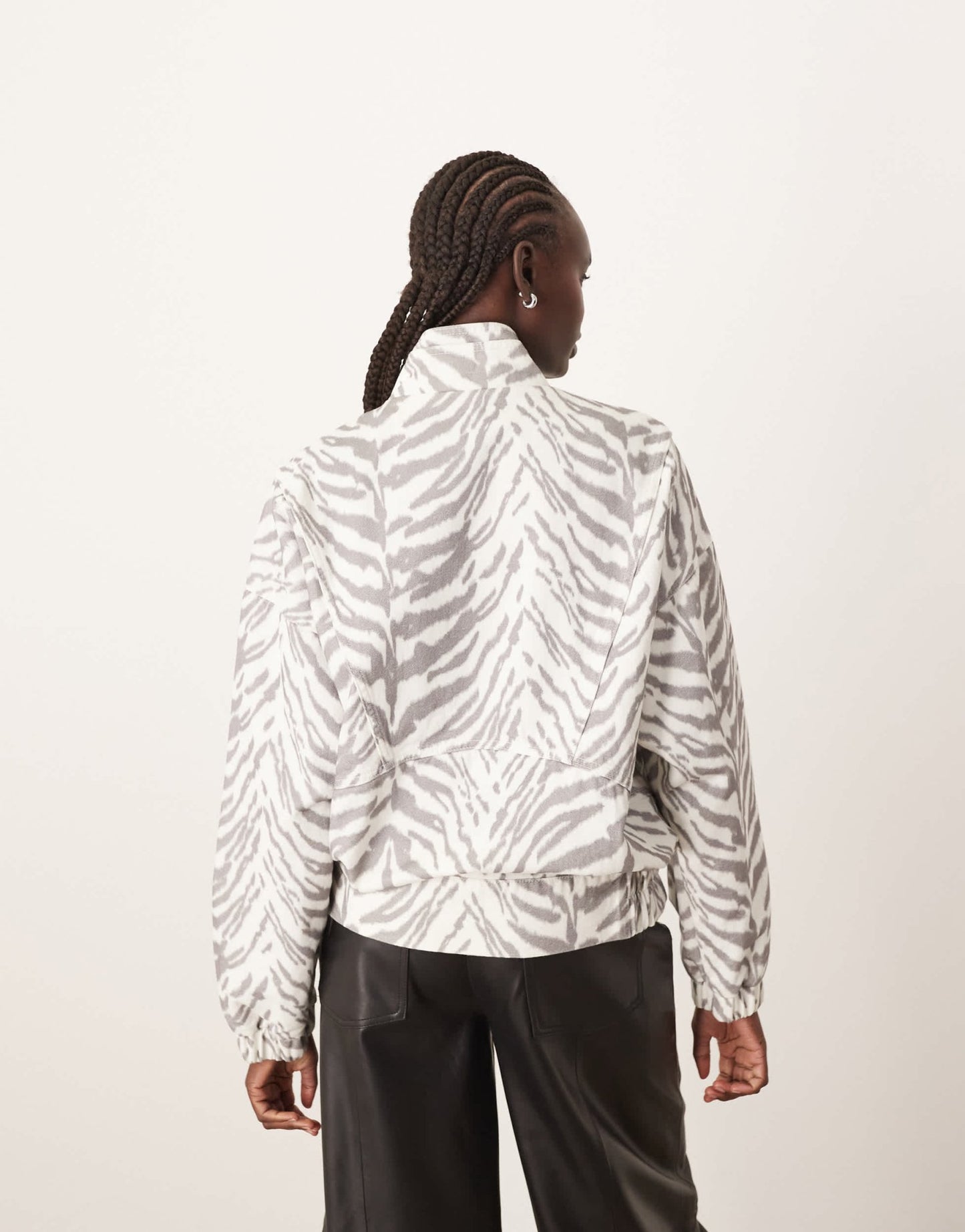 ARRANGE denim bomber jacket with seam detail in tiger print - ASOS Sample Sale