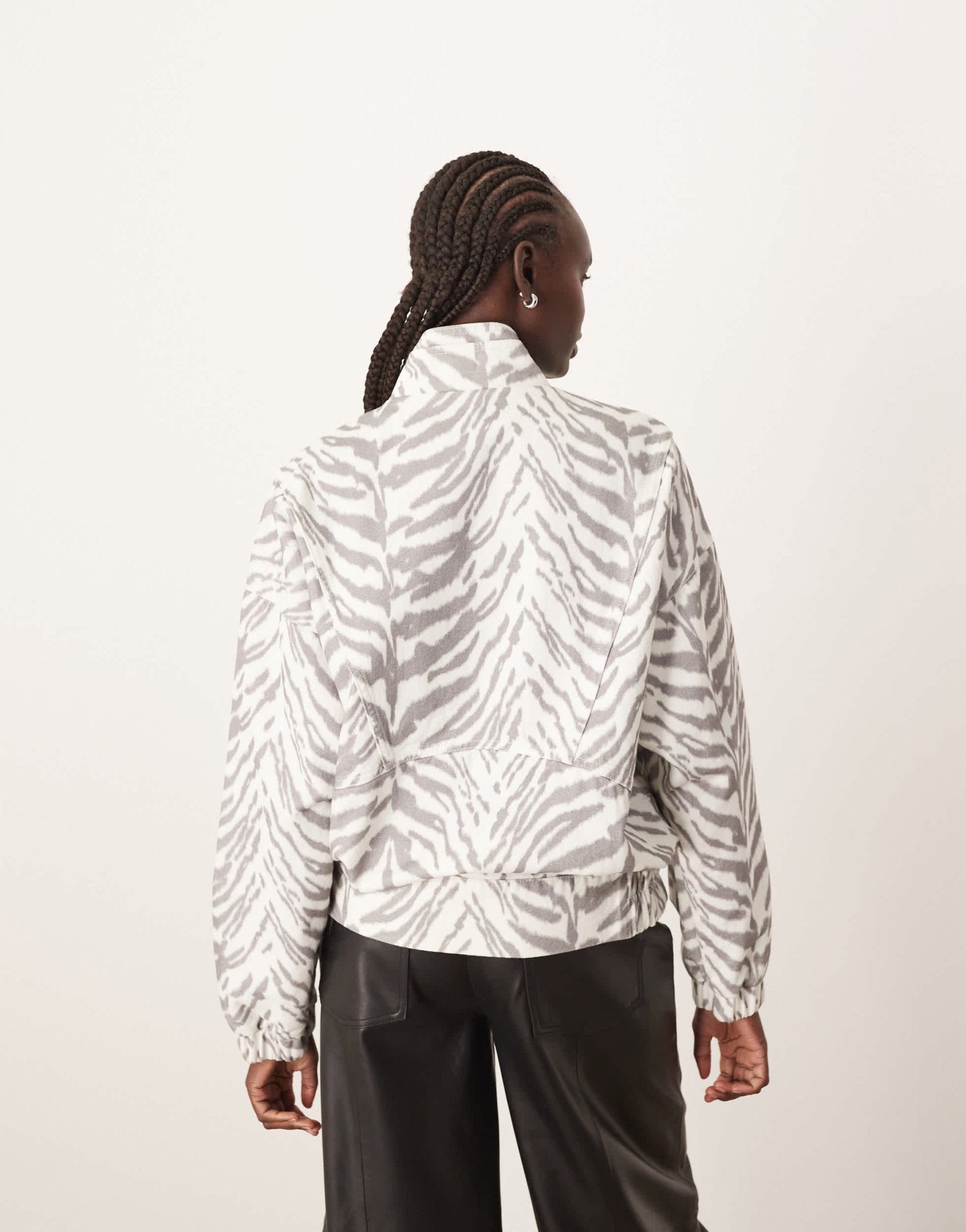 ARRANGE denim bomber jacket with seam detail in tiger print - ASOS Sample Sale