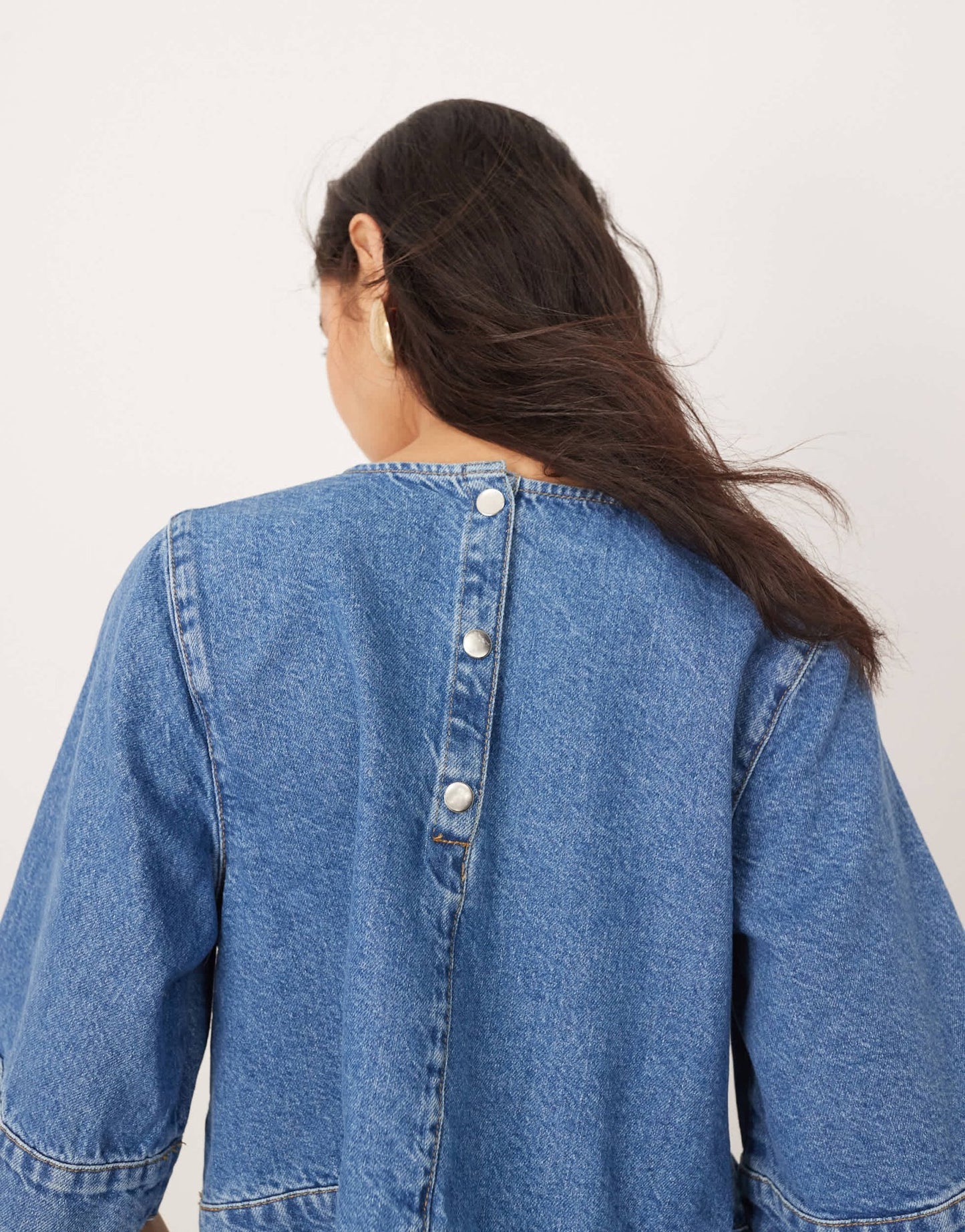 ARRANGE denim crop tab detail top co-ord in light wash blue - ASOS Sample Sale