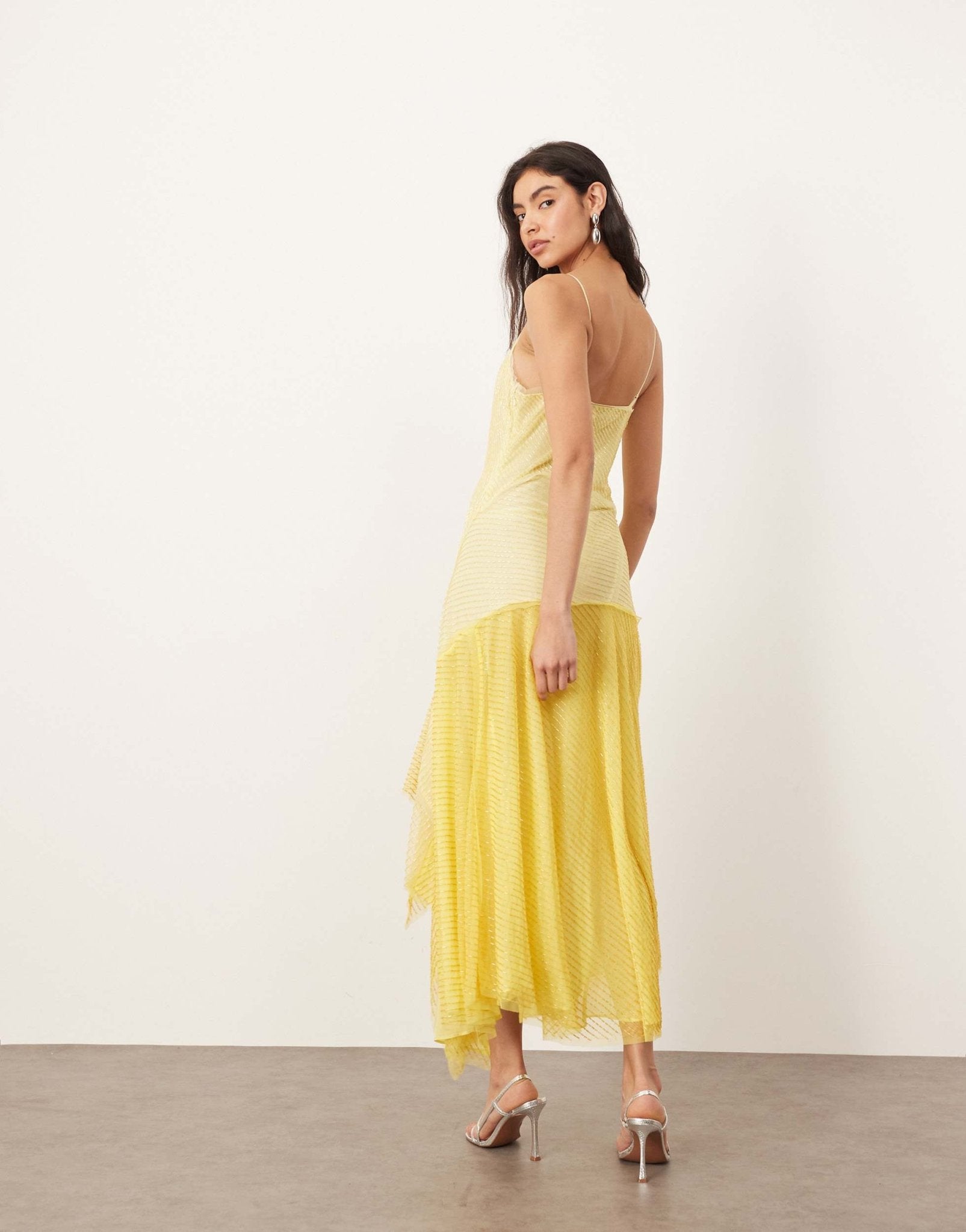 ARRANGE embellished ombre cut about maxi slip dress in yellow - ASOS Sample Sale