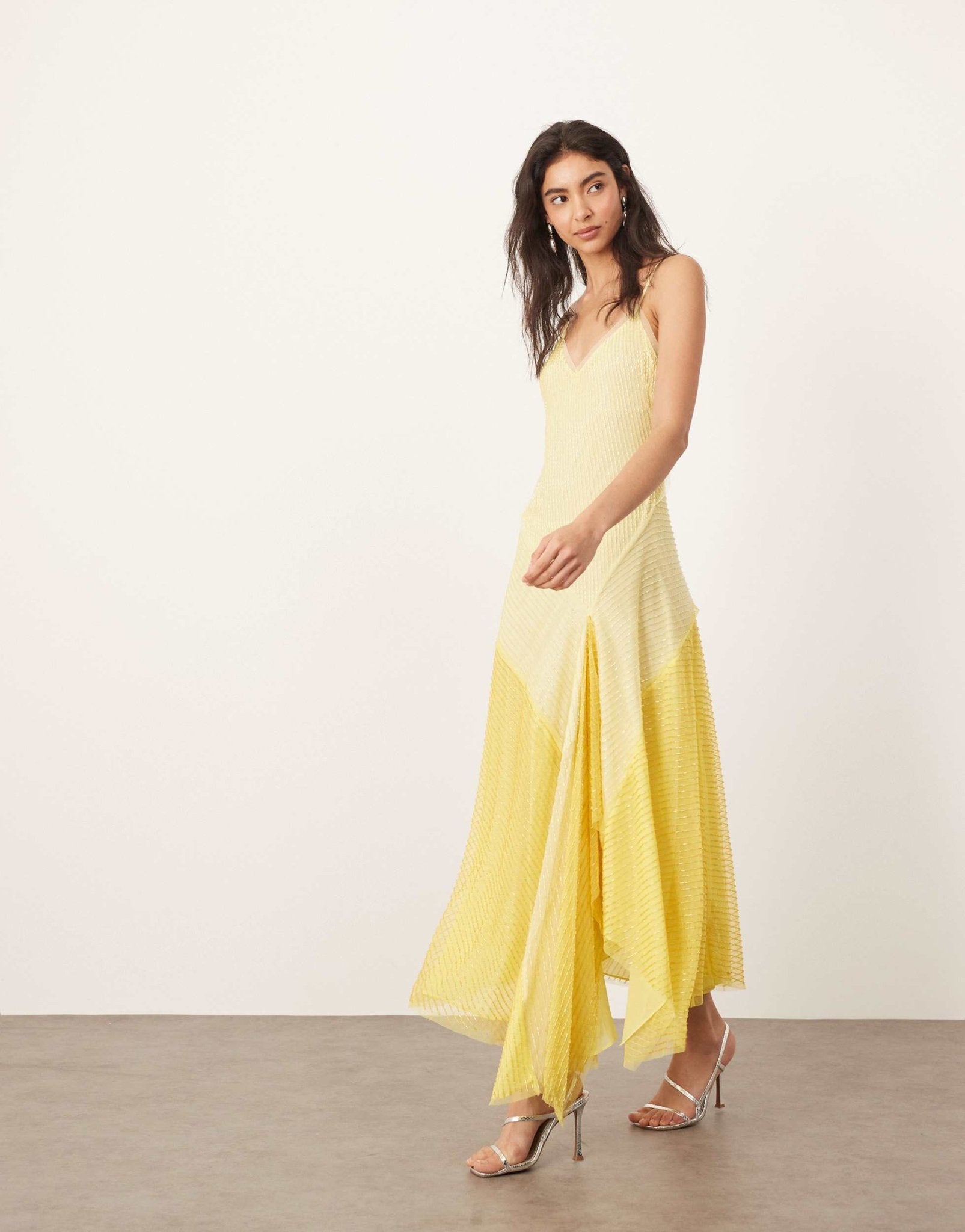 ARRANGE embellished ombre cut about maxi slip dress in yellow - ASOS Sample Sale
