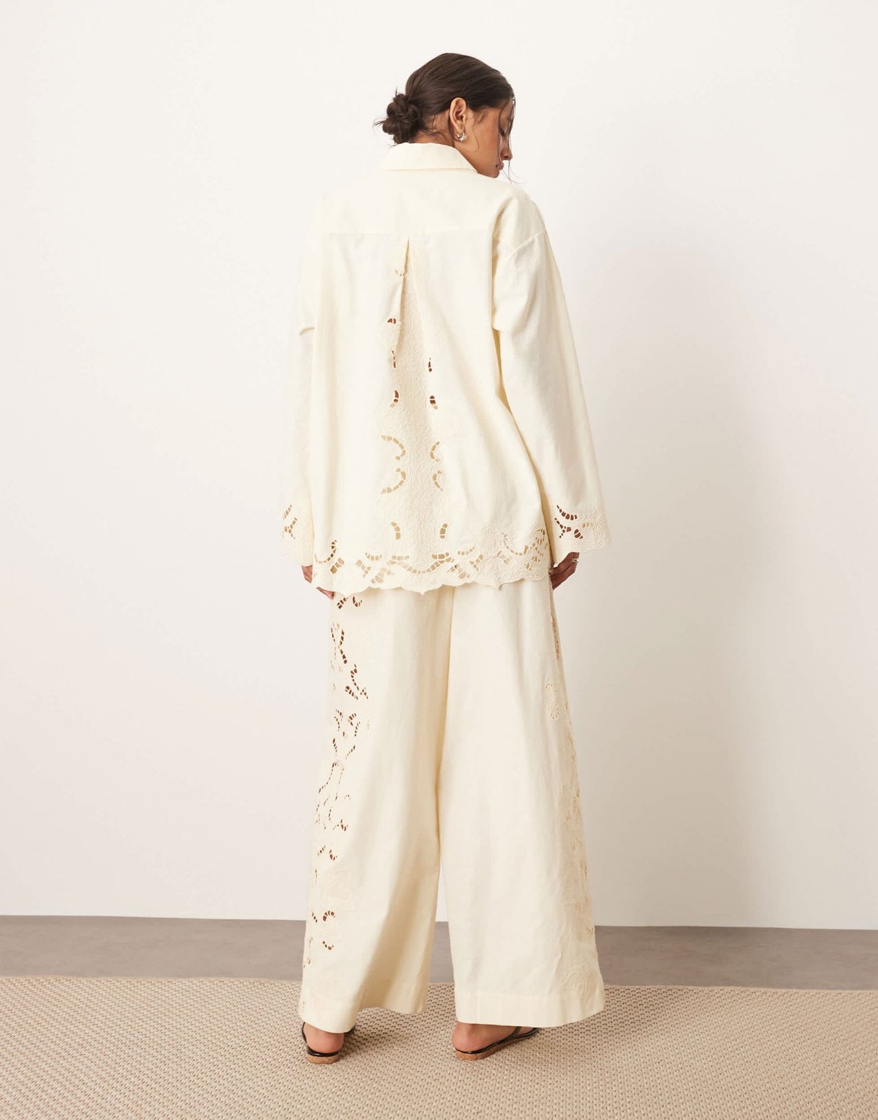 ARRANGE embroidered cutwork trouser co-ord in ecru - ASOS Sample Sale