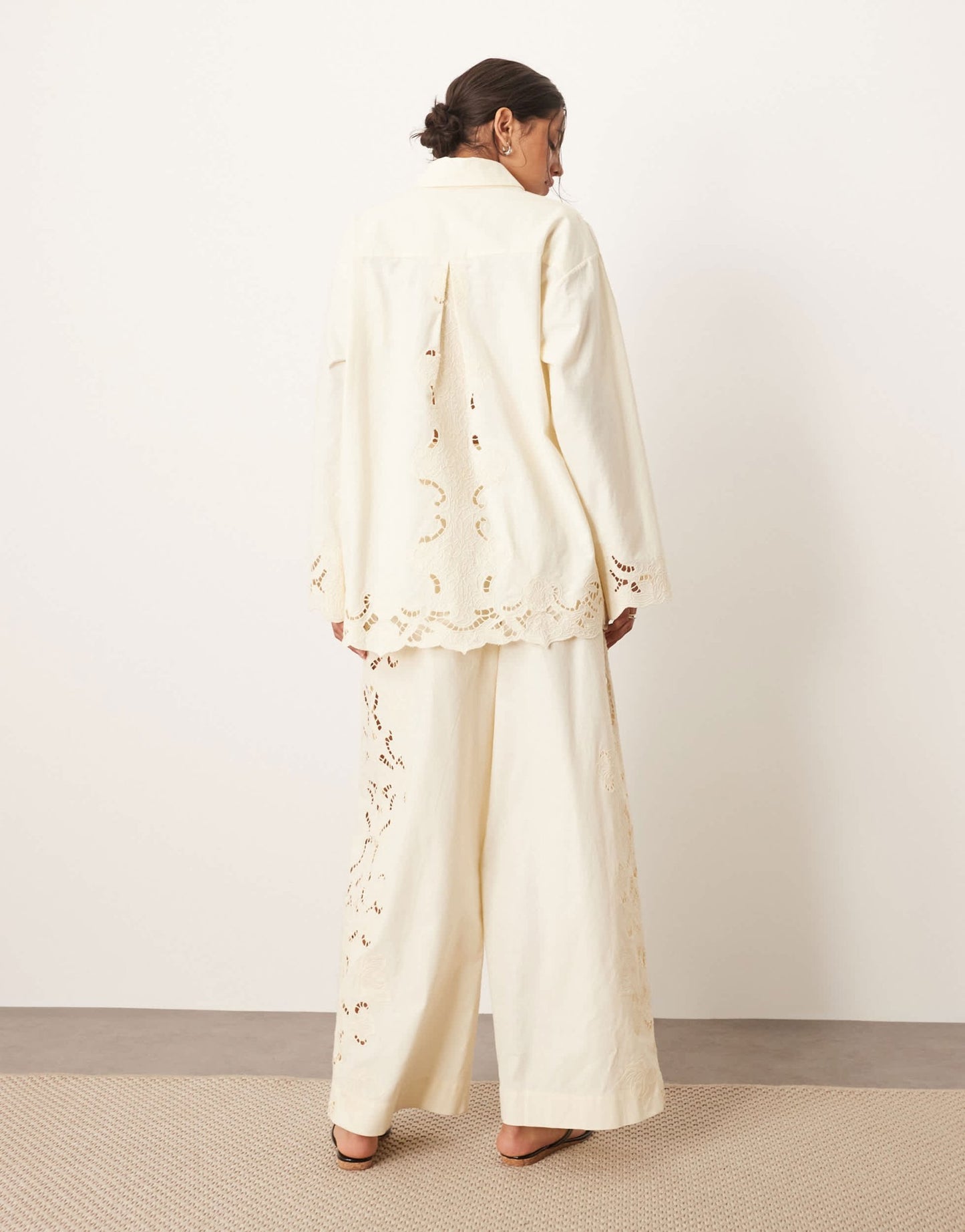 ARRANGE embroidered cutwork trouser co-ord in ecru - ASOS Sample Sale