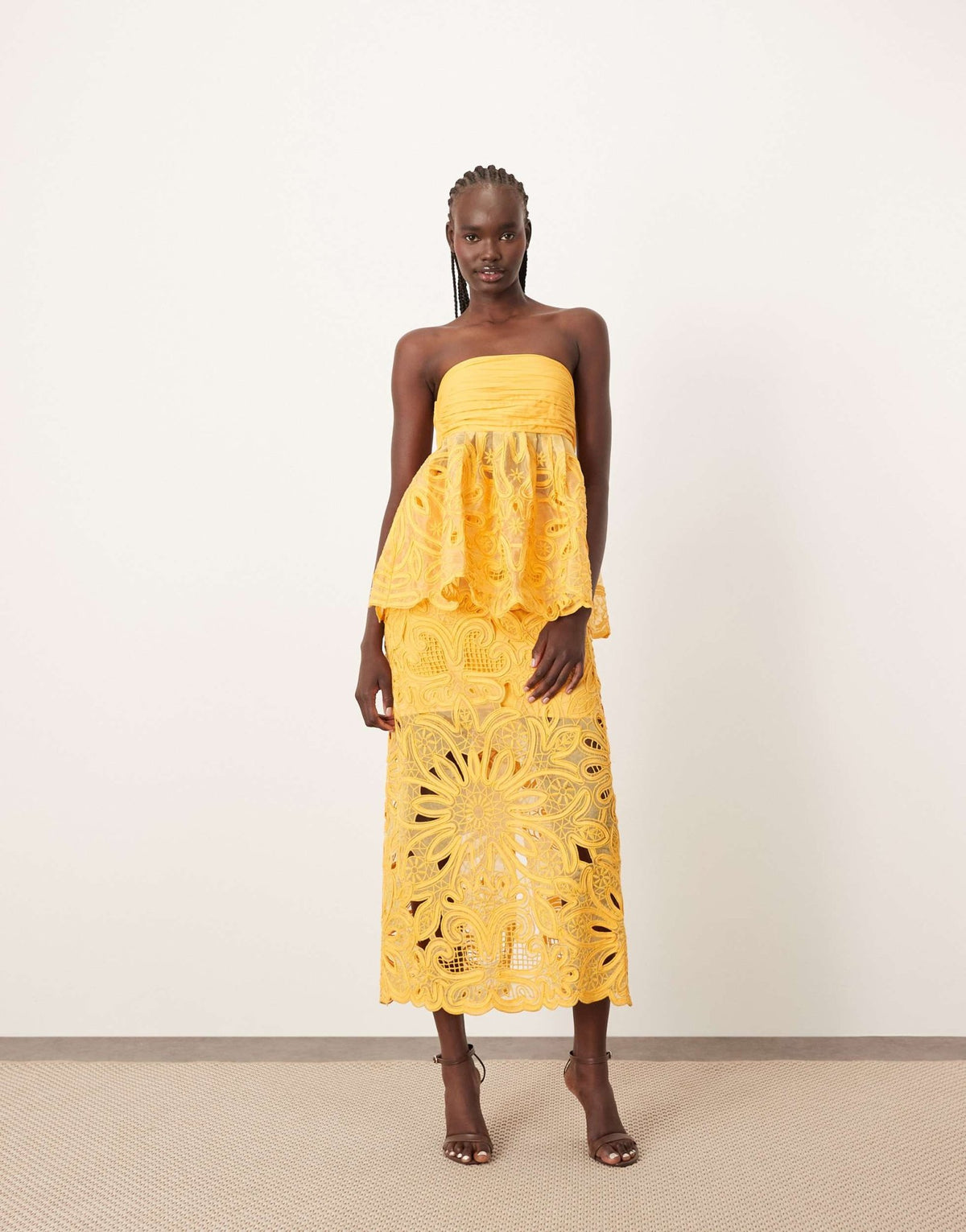 ARRANGE floral cornelli column midi skirt co-ord in mandarin - ASOS Sample Sale