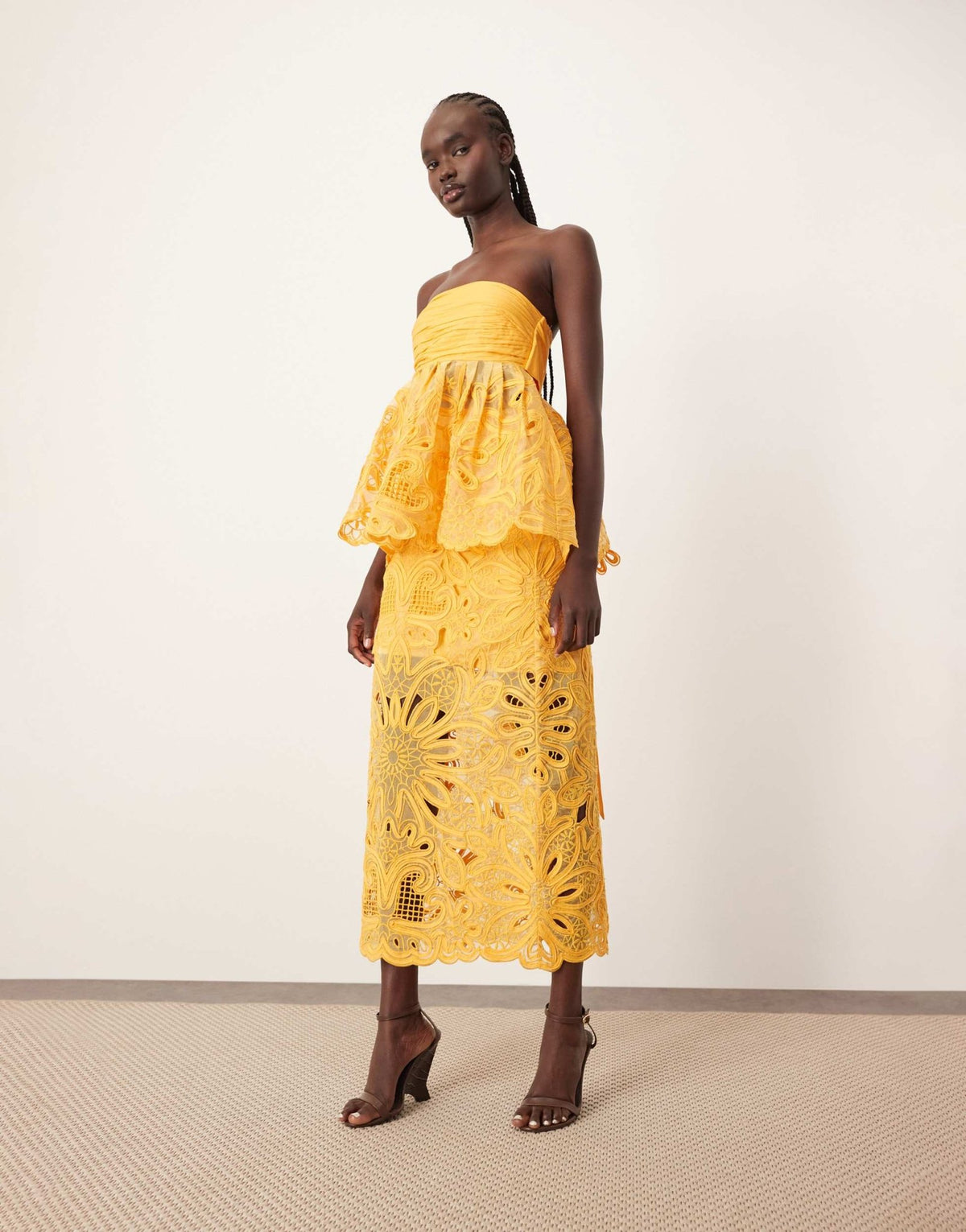 ARRANGE floral cornelli column midi skirt co-ord in mandarin - ASOS Sample Sale