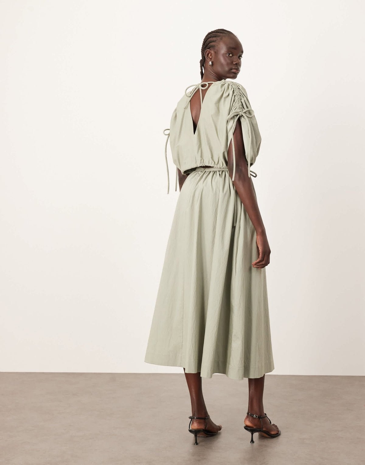 ARRANGE full skirt co-ord with drop waist detail in sage - ASOS Sample Sale