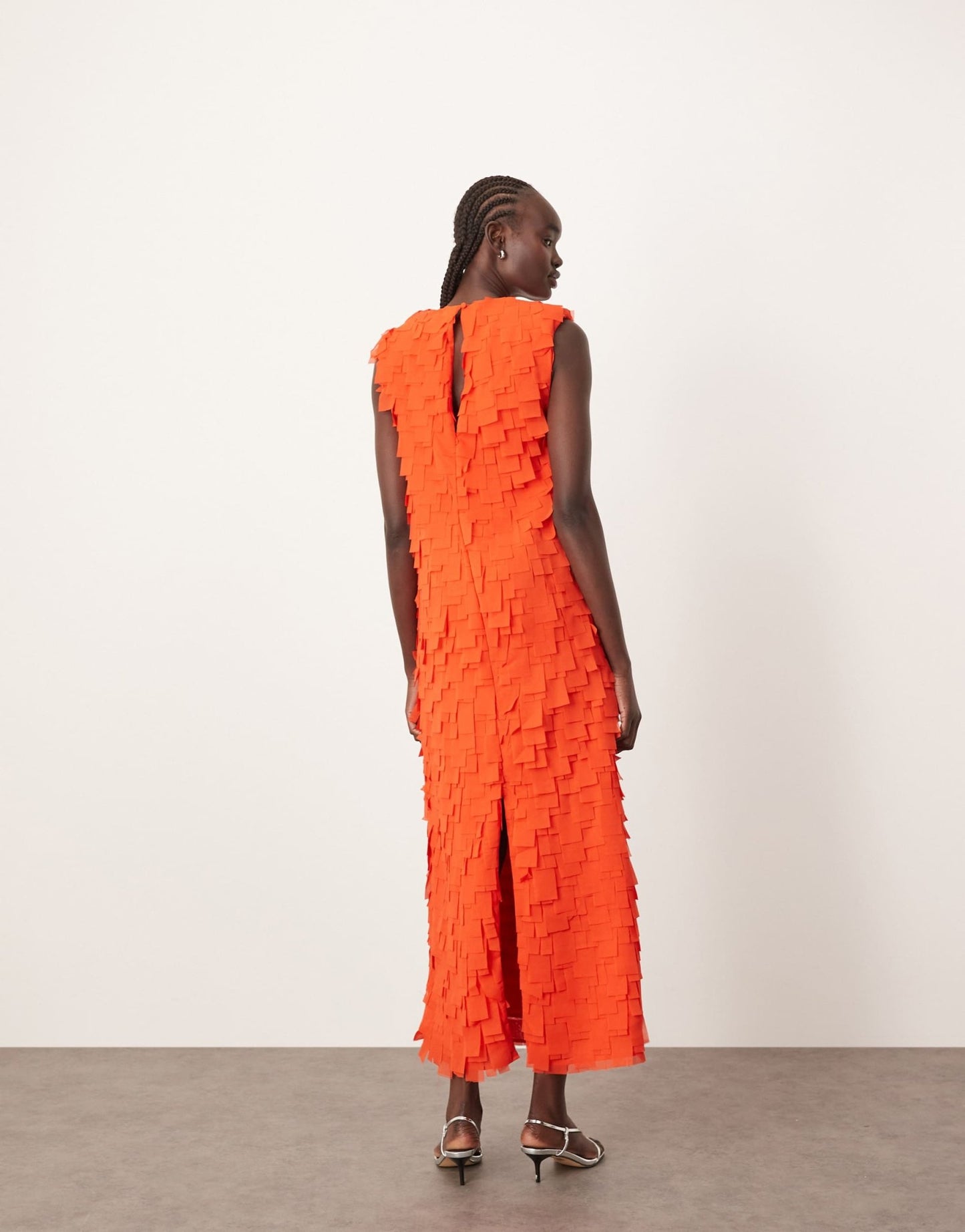 ARRANGE laser cut plunge neckline shoulder pad maxi dress with pockets in red - ASOS Sample Sale