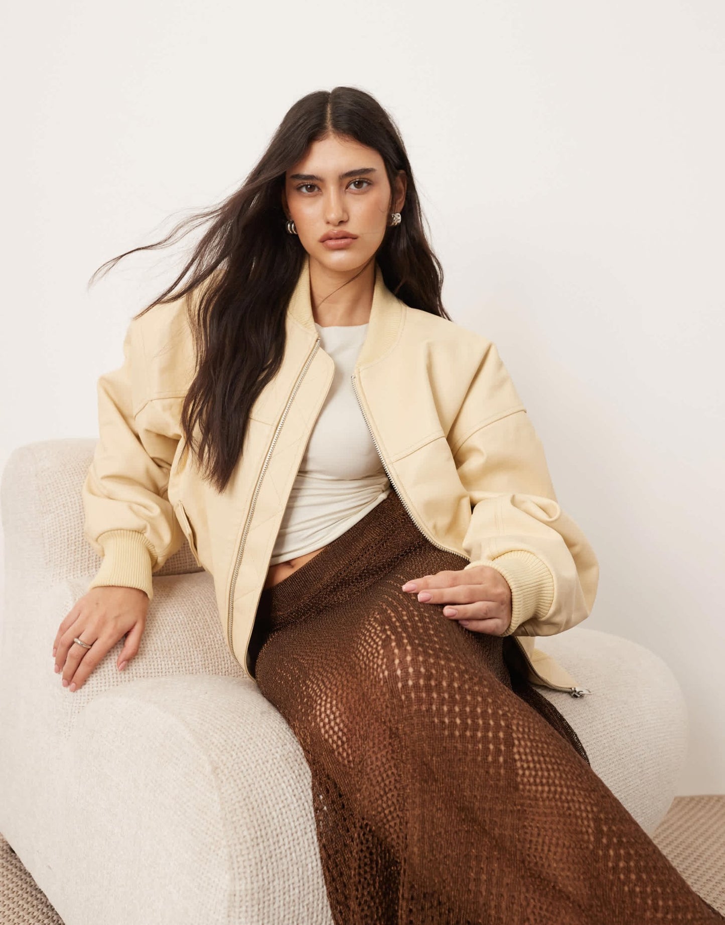 ARRANGE metallic knitted sheer sweeping maxi skirt in chocolate - ASOS Sample Sale