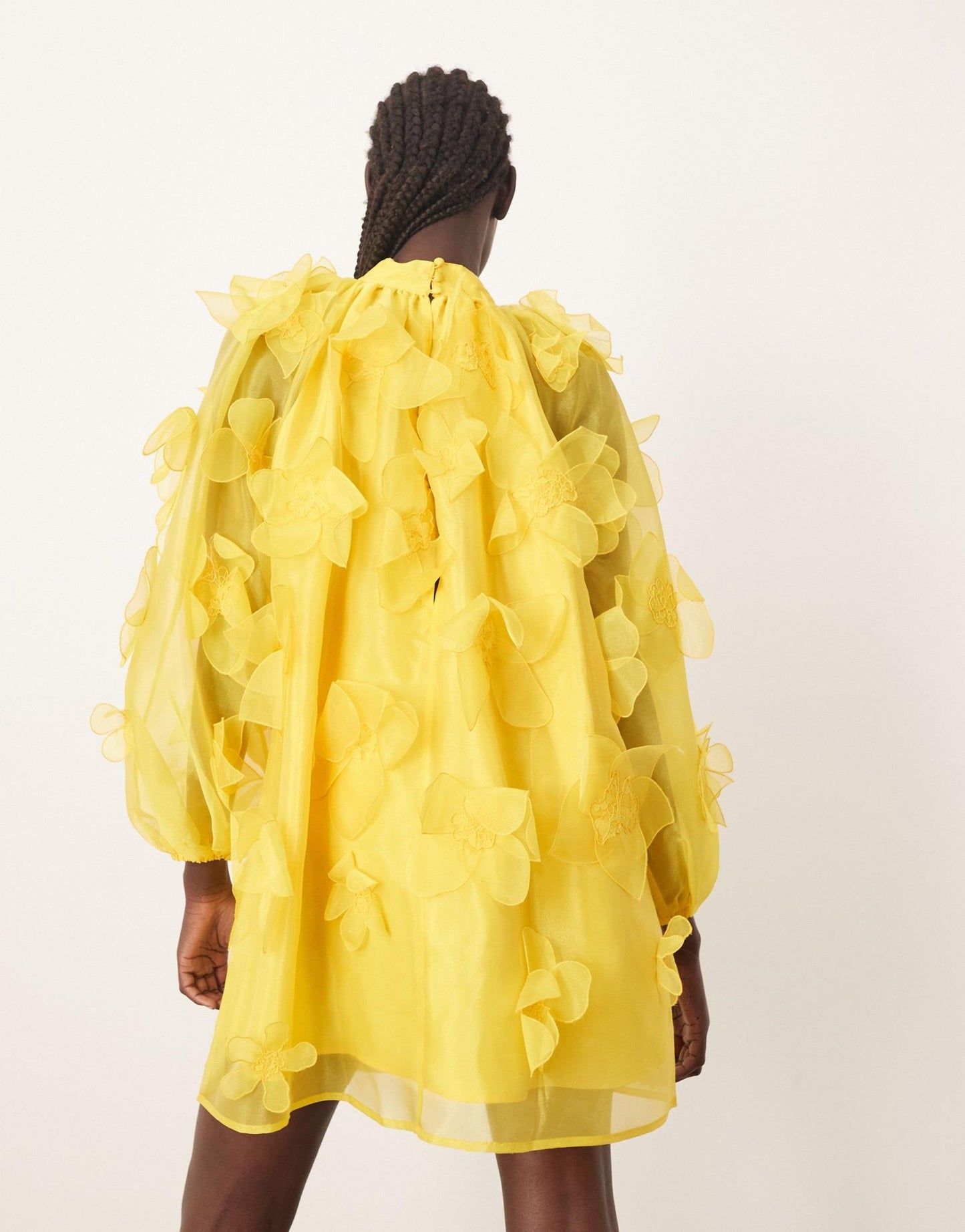 ARRANGE organza applique floral high neck trapeze mini dress in yellow - ASOS Sample Sale
