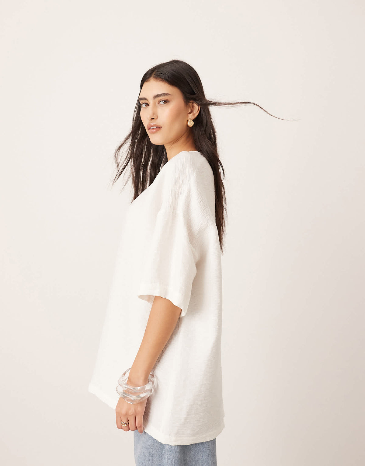 ARRANGE oversized textured boxy woven t-shirt in white - ASOS Sample Sale
