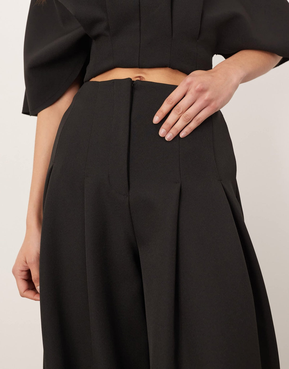 ARRANGE pleat waist tailored wide leg trouser co-ord in black - ASOS Sample Sale