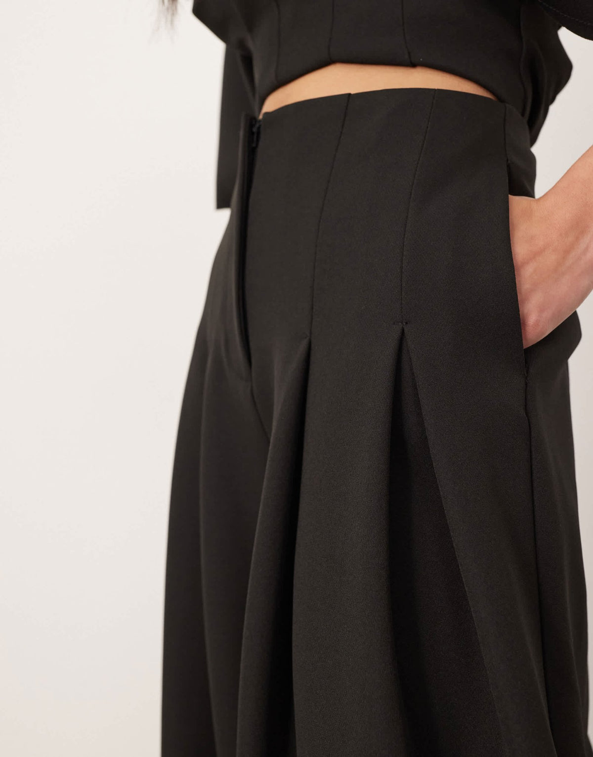 ARRANGE pleat waist tailored wide leg trouser co-ord in black - ASOS Sample Sale