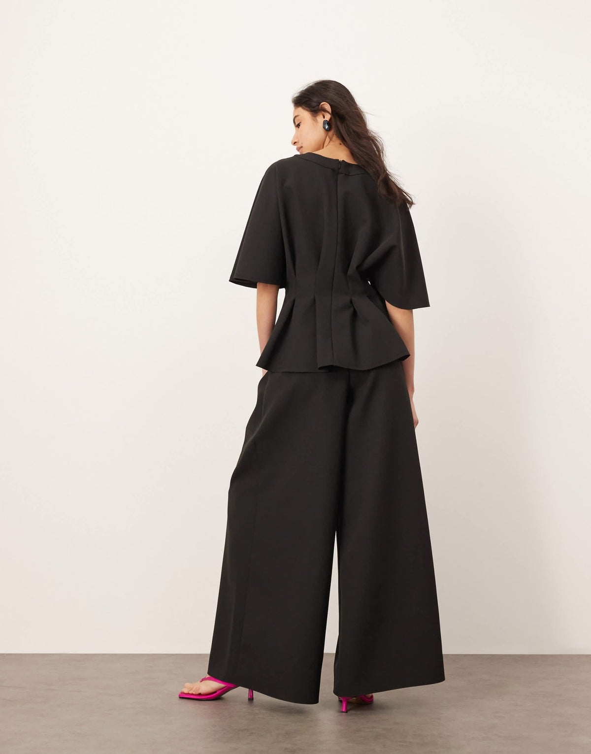 ARRANGE pleat waist tailored wide leg trouser co-ord in black - ASOS Sample Sale