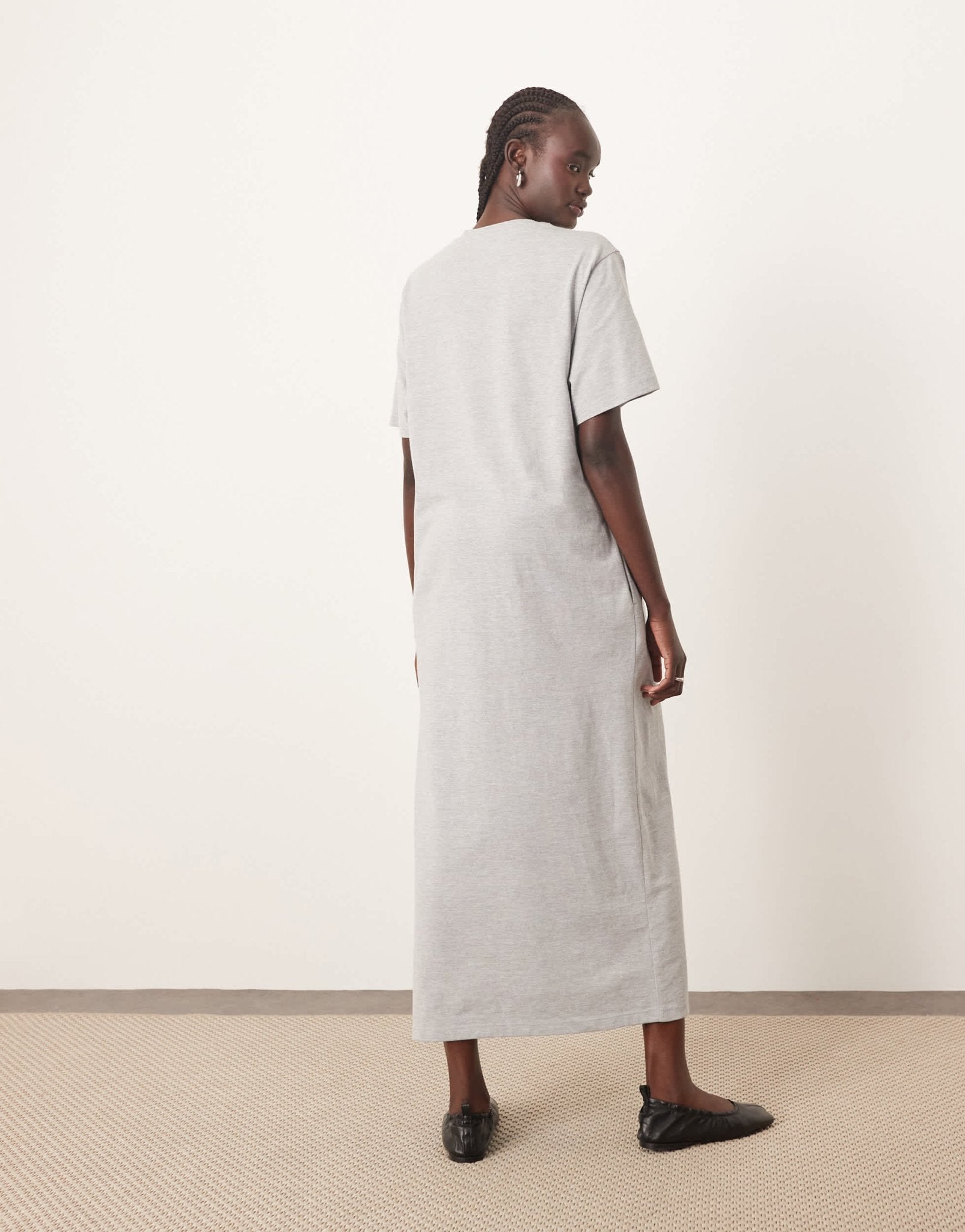 ARRANGE premium heavyweight t shirt midi dress in grey marl - ASOS Sample Sale