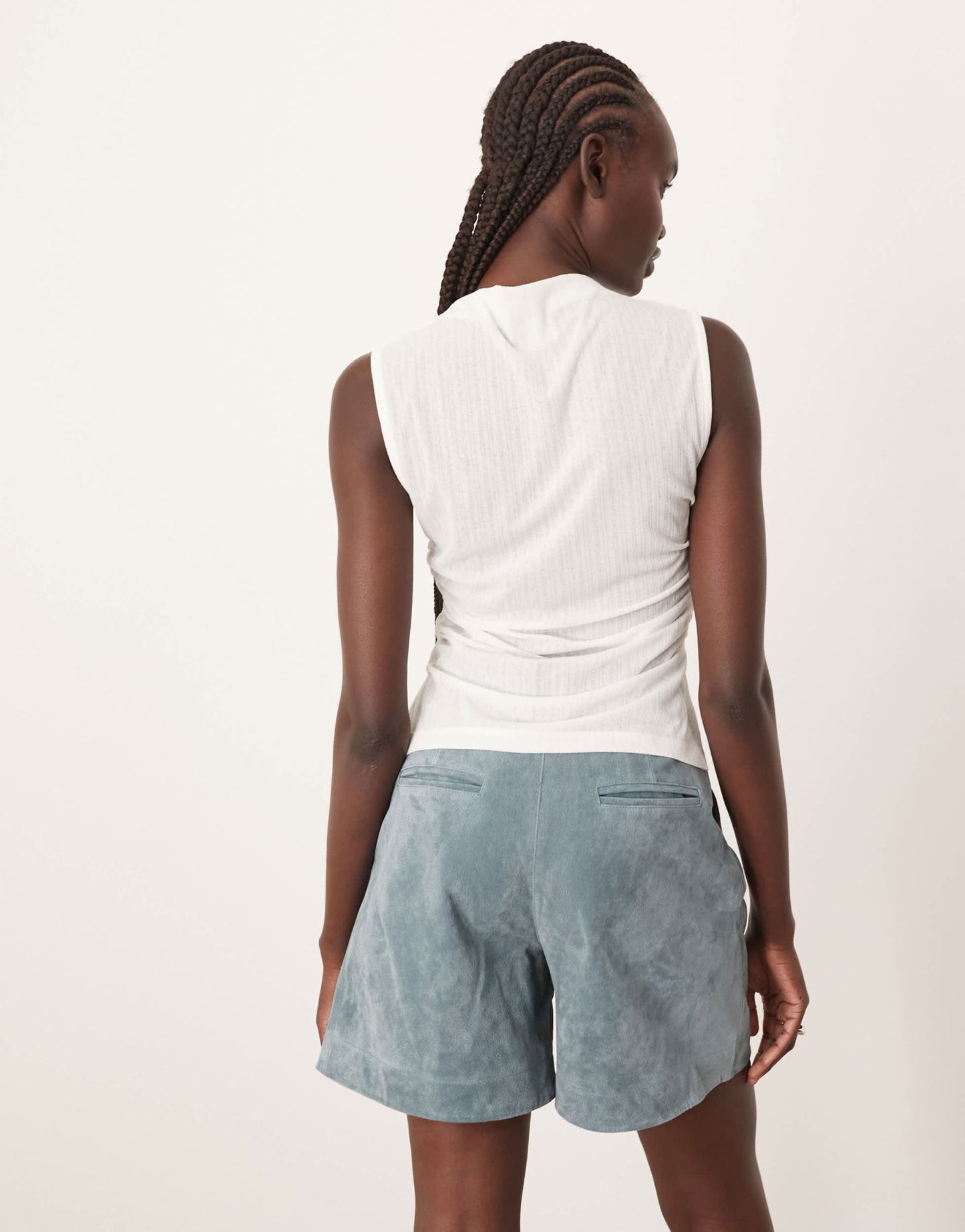 ARRANGE premium suede city shorts in light blue - ASOS Sample Sale