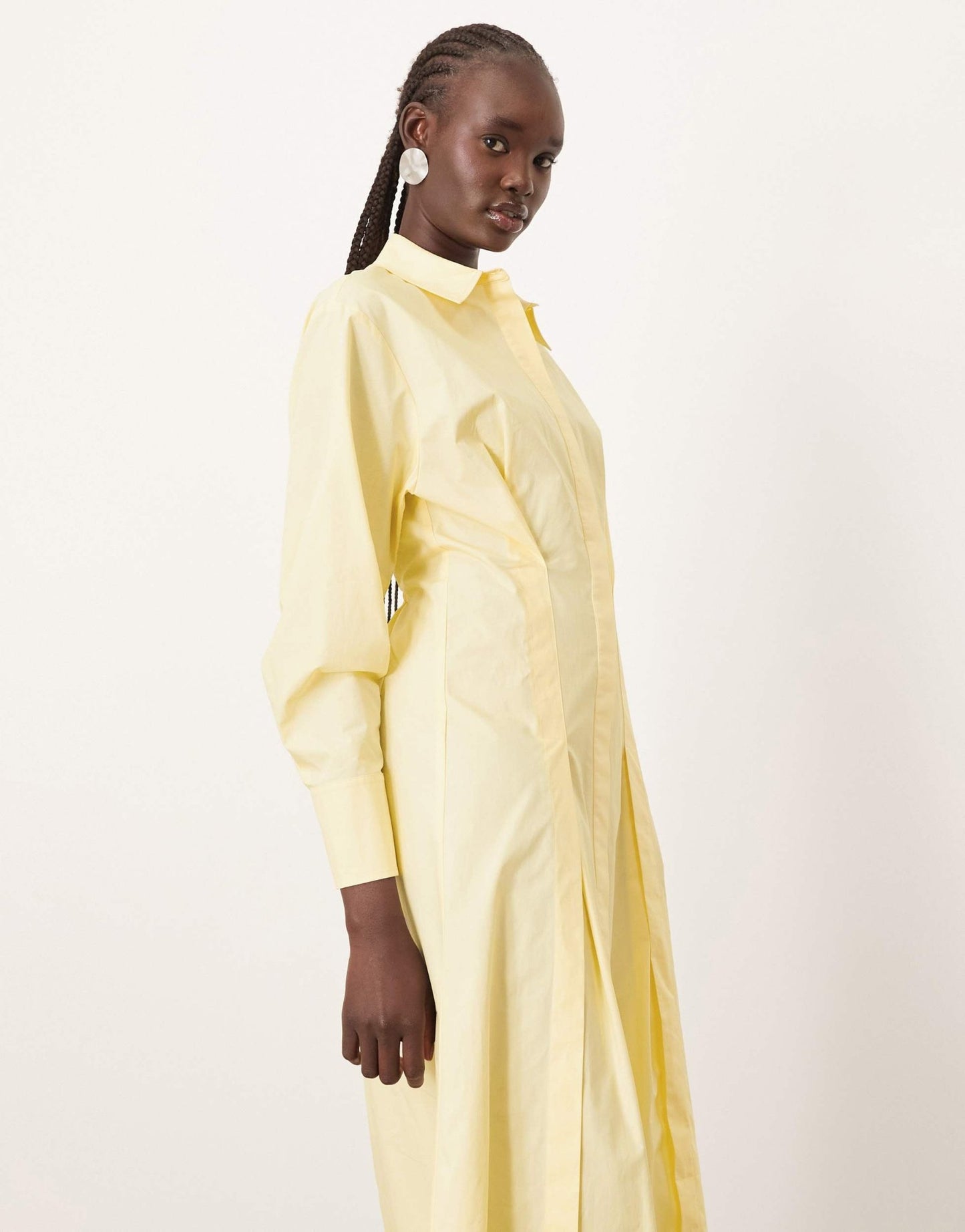 ARRANGE premium waisted shirt midi dress in buttermilk - ASOS Sample Sale