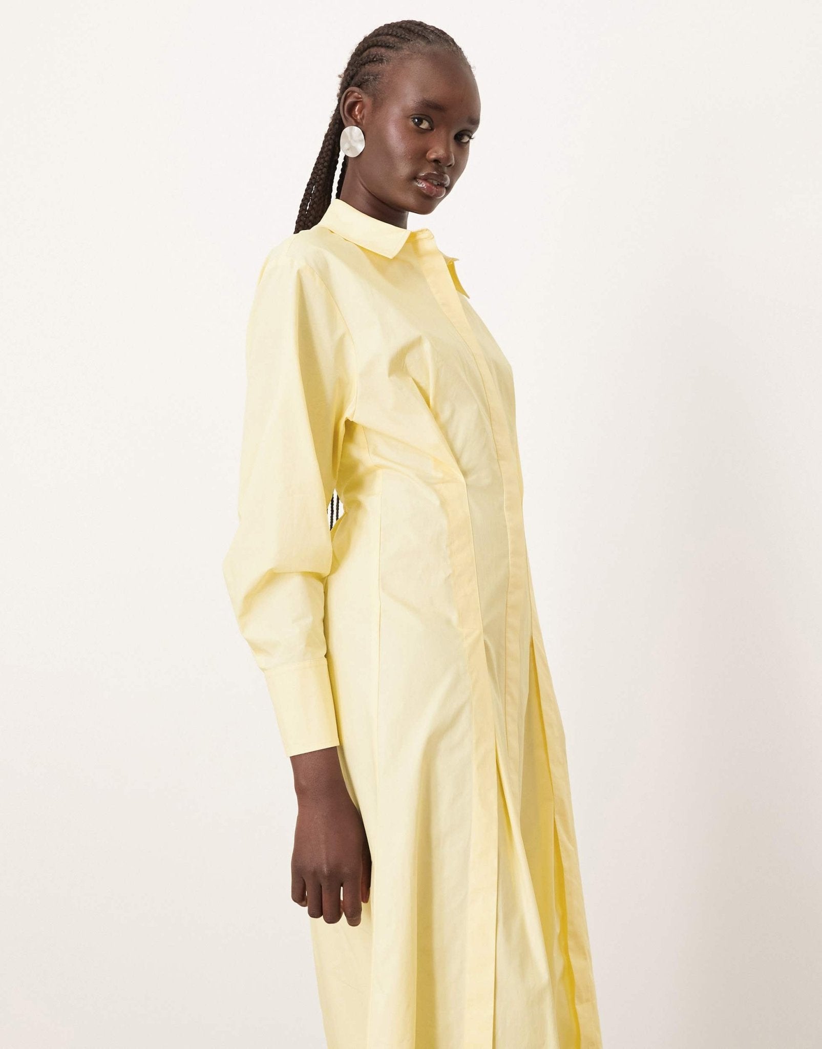 ARRANGE premium waisted shirt midi dress in buttermilk - ASOS Sample Sale