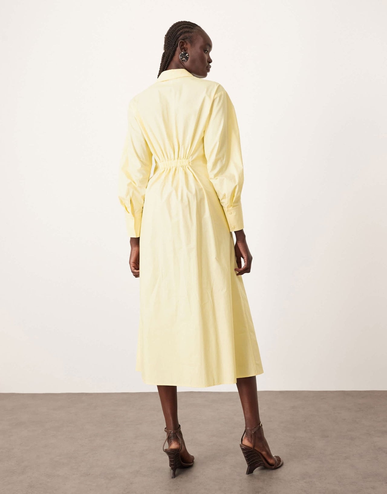 ARRANGE premium waisted shirt midi dress in buttermilk - ASOS Sample Sale