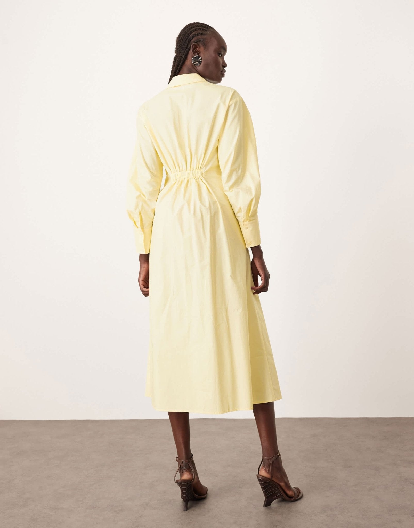 ARRANGE premium waisted shirt midi dress in buttermilk - ASOS Sample Sale